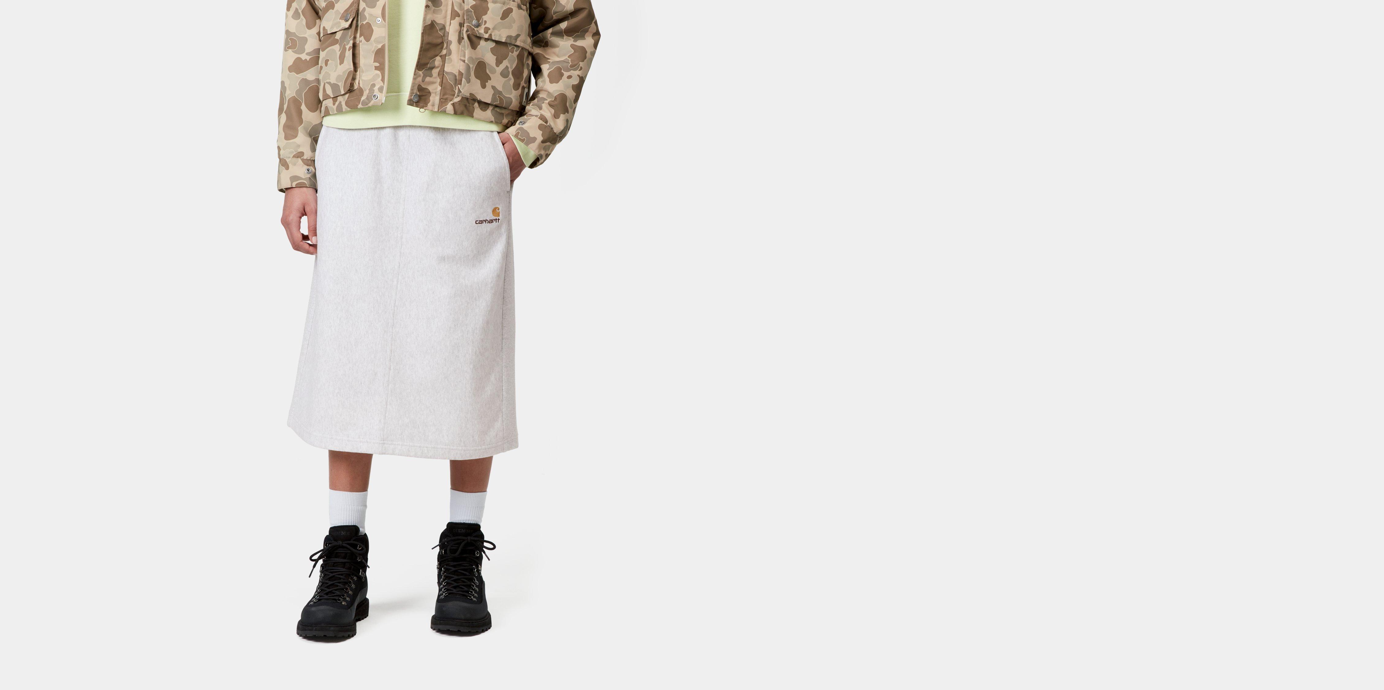 【AMERICANA】HALF SLEEVE SWEAT SWEAT SKIRT Carhartt WIP W' American Script Sweat Skirt, Ash Heather