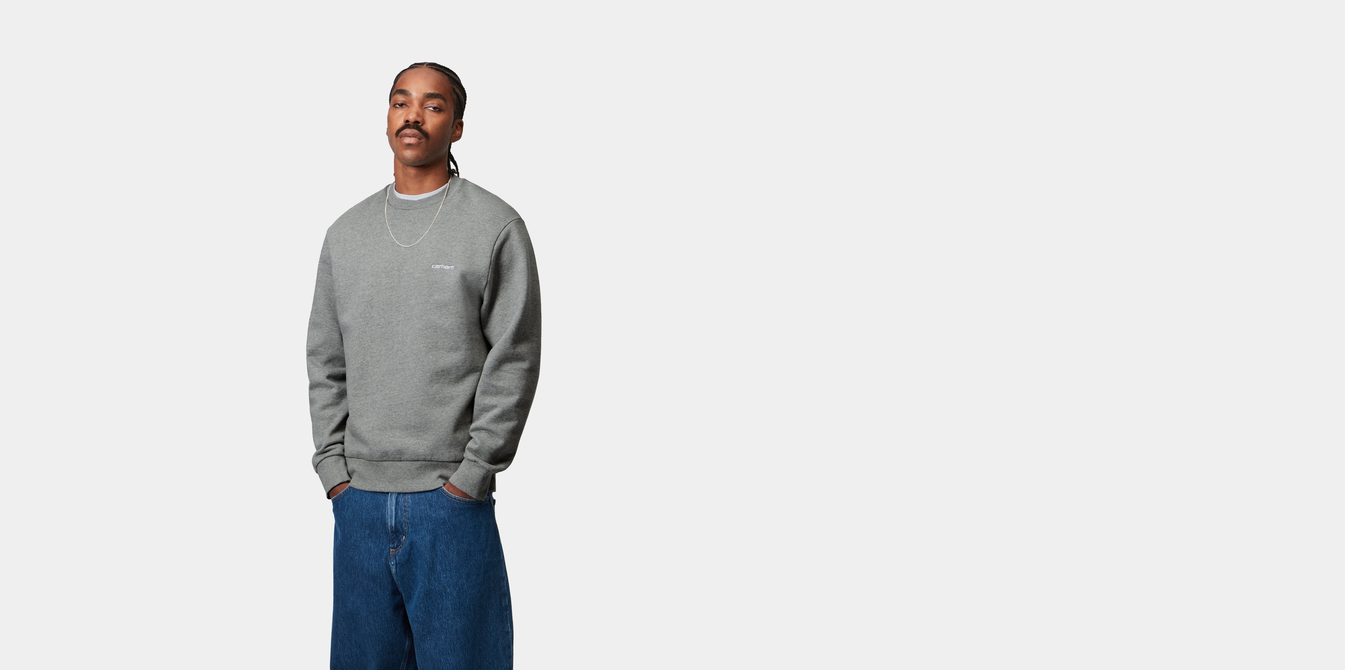 Carhartt WIP Script Embroidery Sweatshirt, Grey Heather / White | Official  Online Store