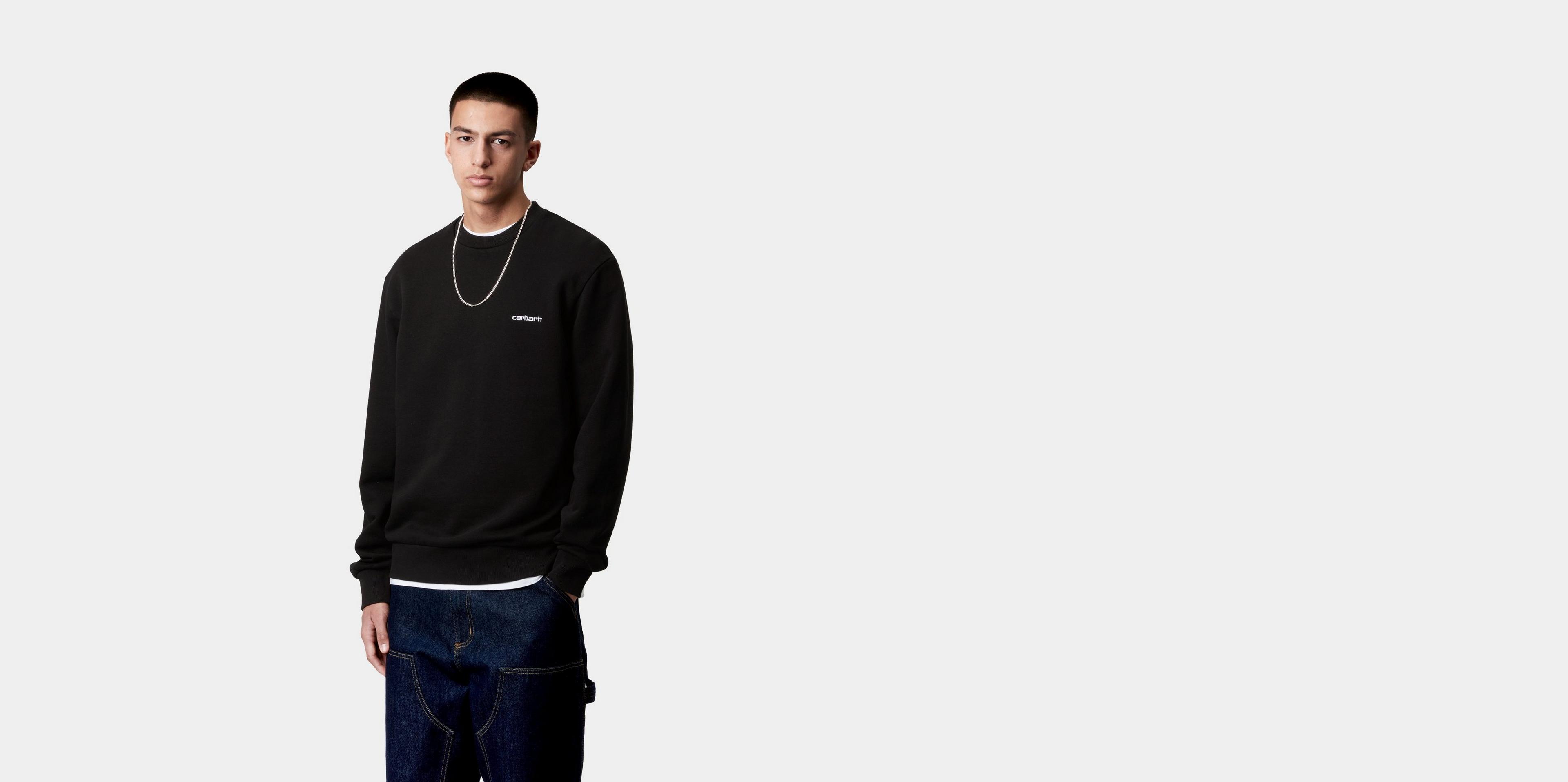 【関税&送料込】Carhartt Wip Script Embroidery Black Sweatsh Carhartt WIP Script Embroidery Sweatshirt, Black / White