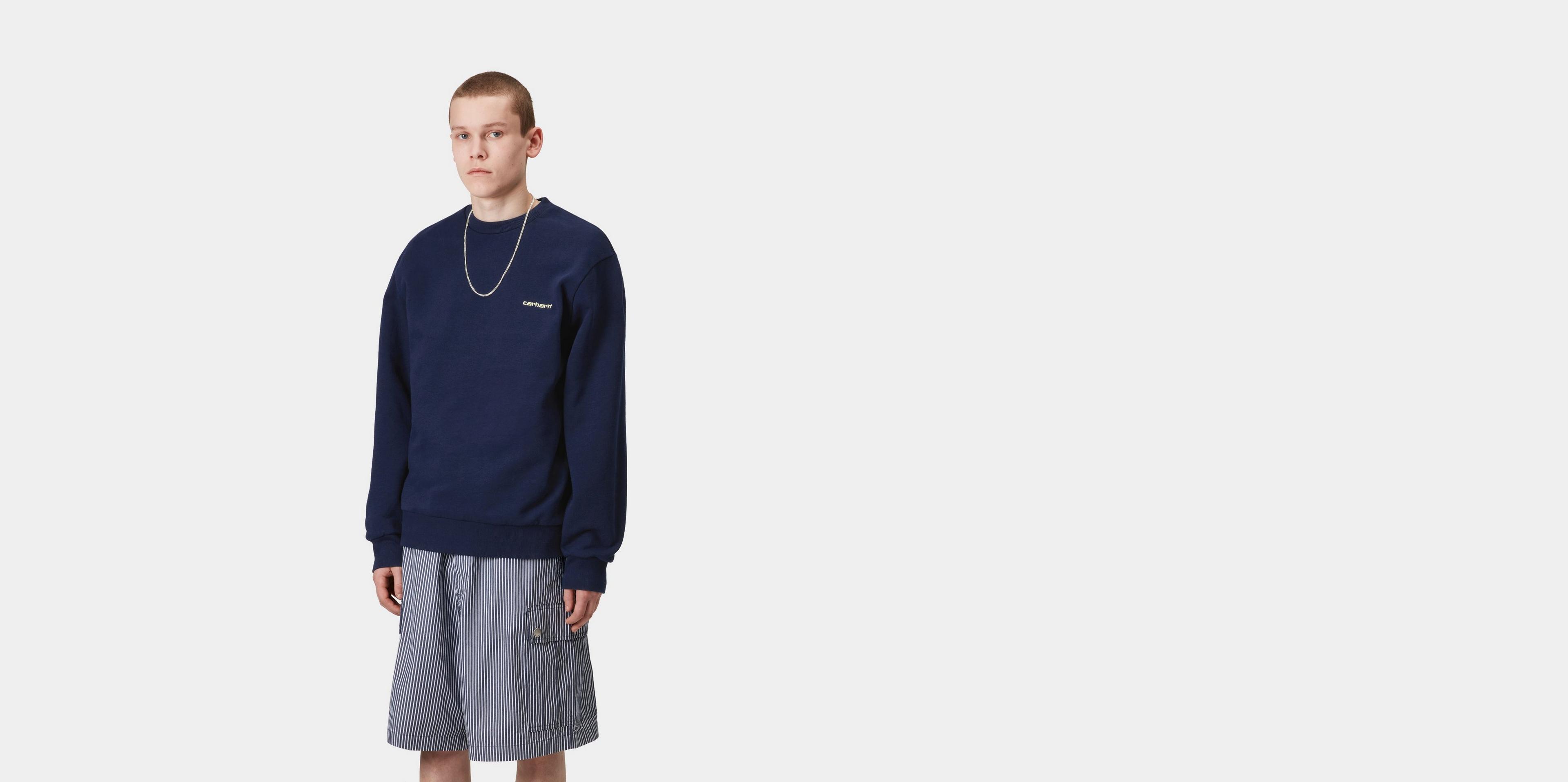 Carhartt WIP Script Embroidery Sweatshirt, Ink / Air Yellow