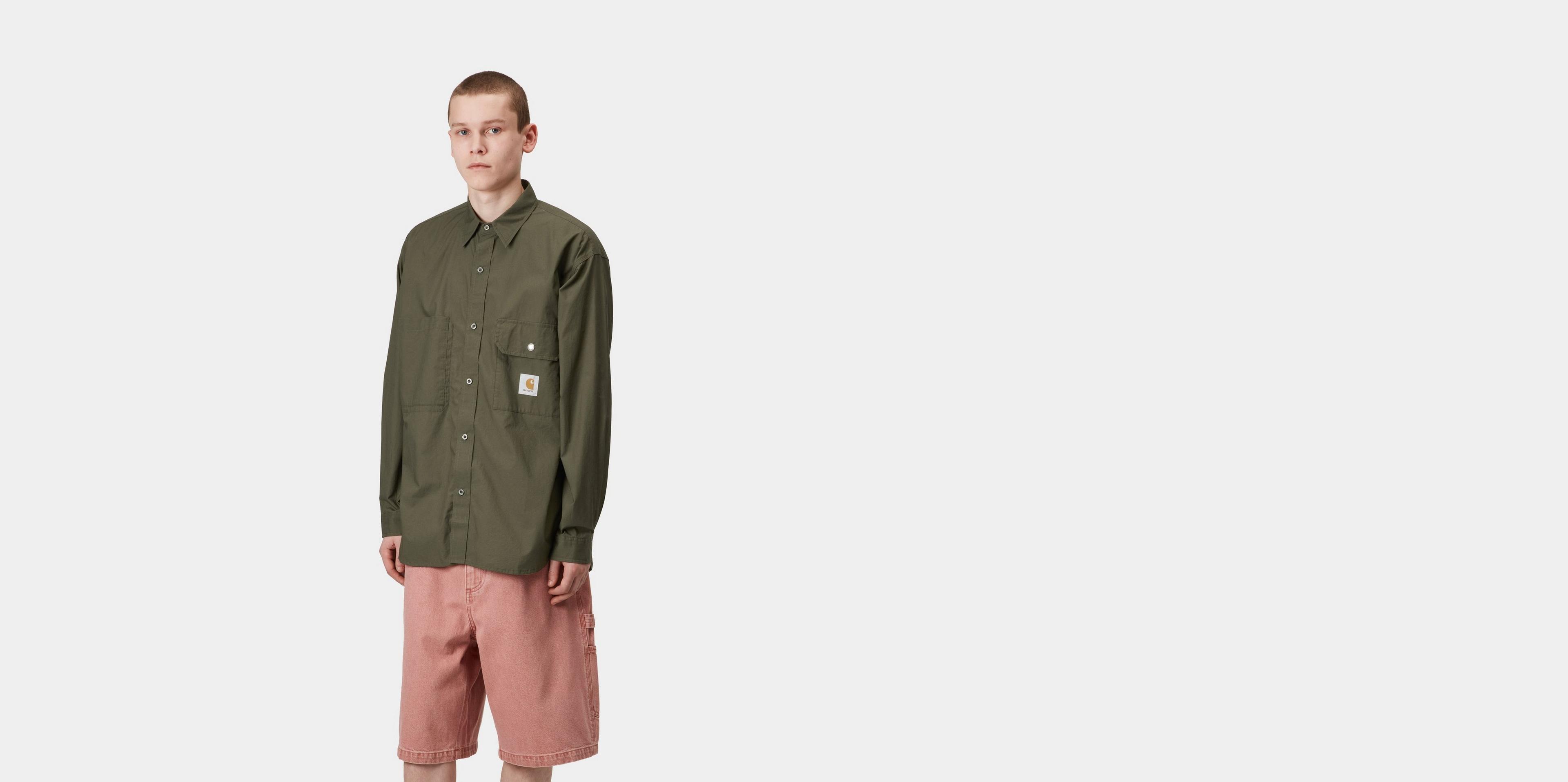 Tシャツ・カットソー Carhartt Bottle green poplin L/S Irwin Shirt (I034530 41XX) Carhartt WIP - LS Irwin Shirt - Paul & friends