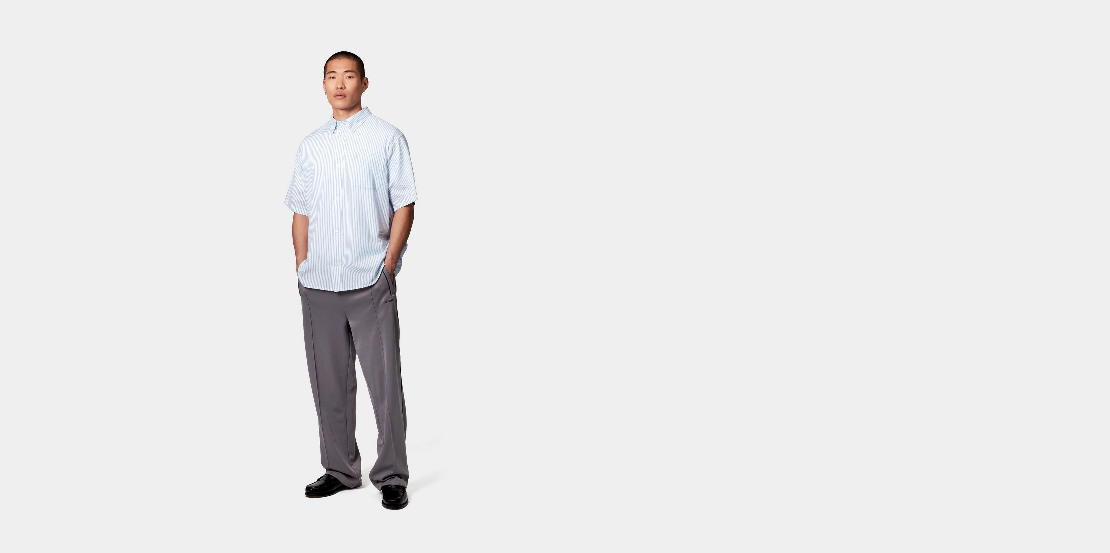 【Carhartt】 S/S PHELPS SHIRT R6585 Carhartt WIP S/S Phelps Shirt, Phelps Stripe, Bluebird