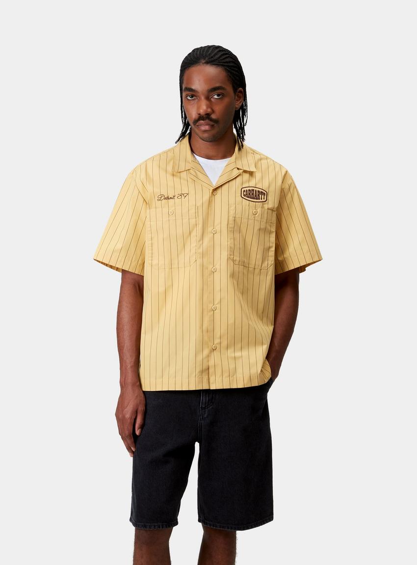 ★ドイツ発*carhartt WIP*新作*Hendry 半袖シャツ/STRAW★ Carhartt WIP S/S Hendry Shirt, Seaton Stripe, Straw