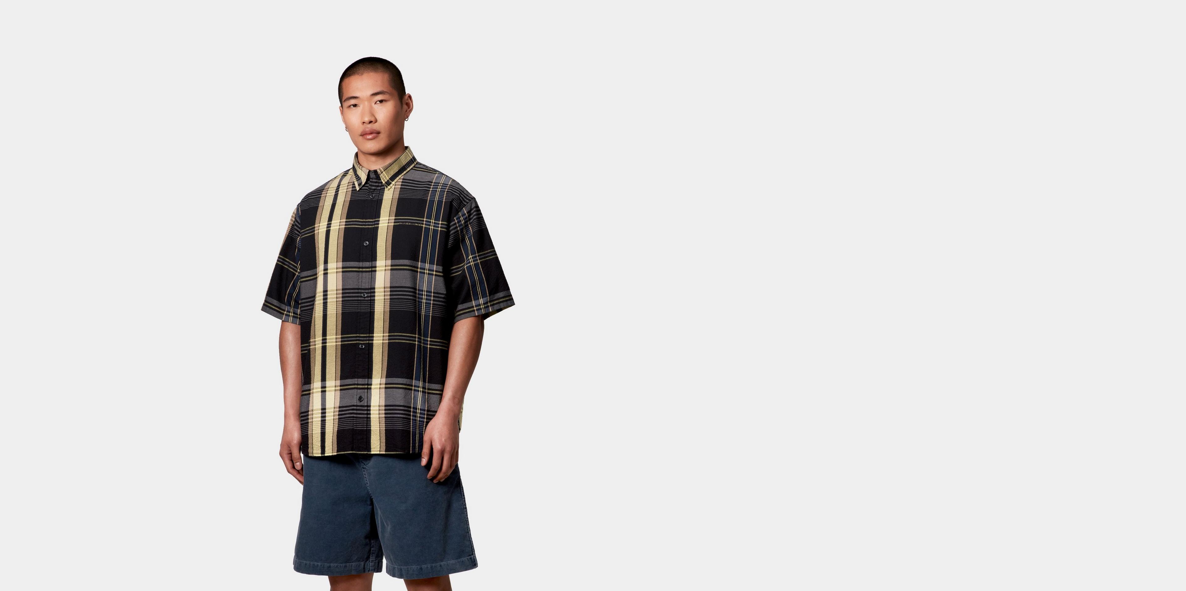 Tシャツ・カットソー Carhartt SS25 SS ROSLIN SHIRT (I0345462UXXX NATURAL) Carhartt WIP S/S Roslin Shirt, Roslin Check, Black / Black