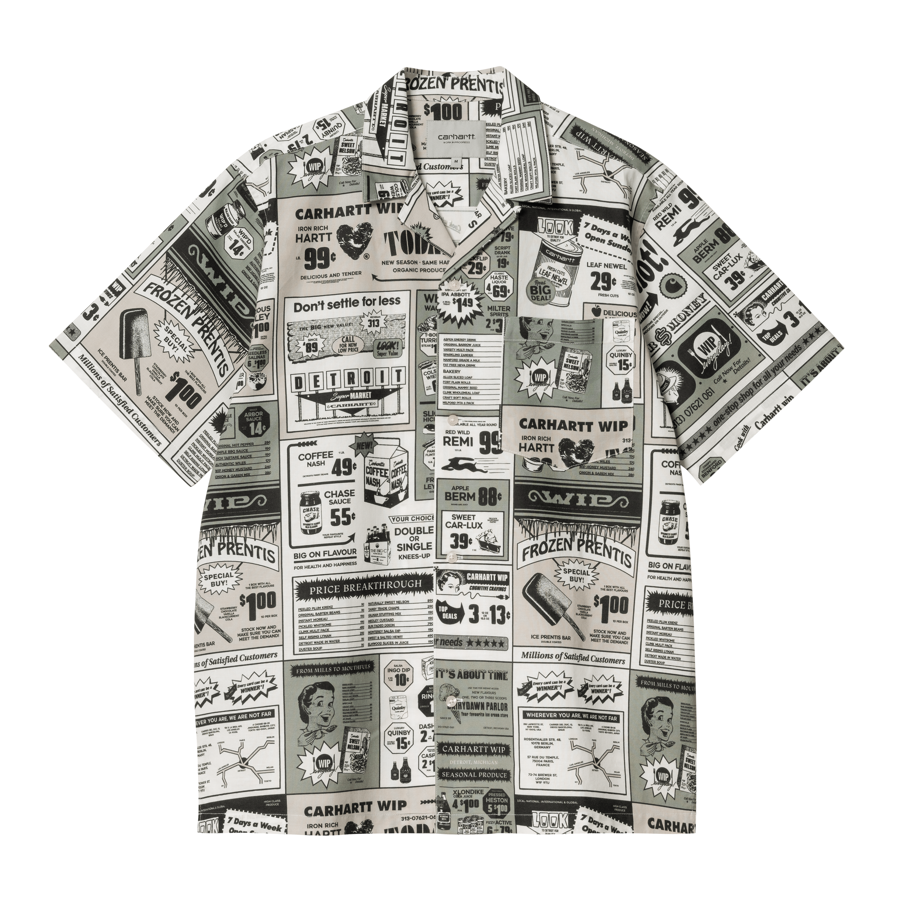 Carhartt WIP S/S Catalogue Shirt Catalogue Print, Neutral | multicolor | M | Men