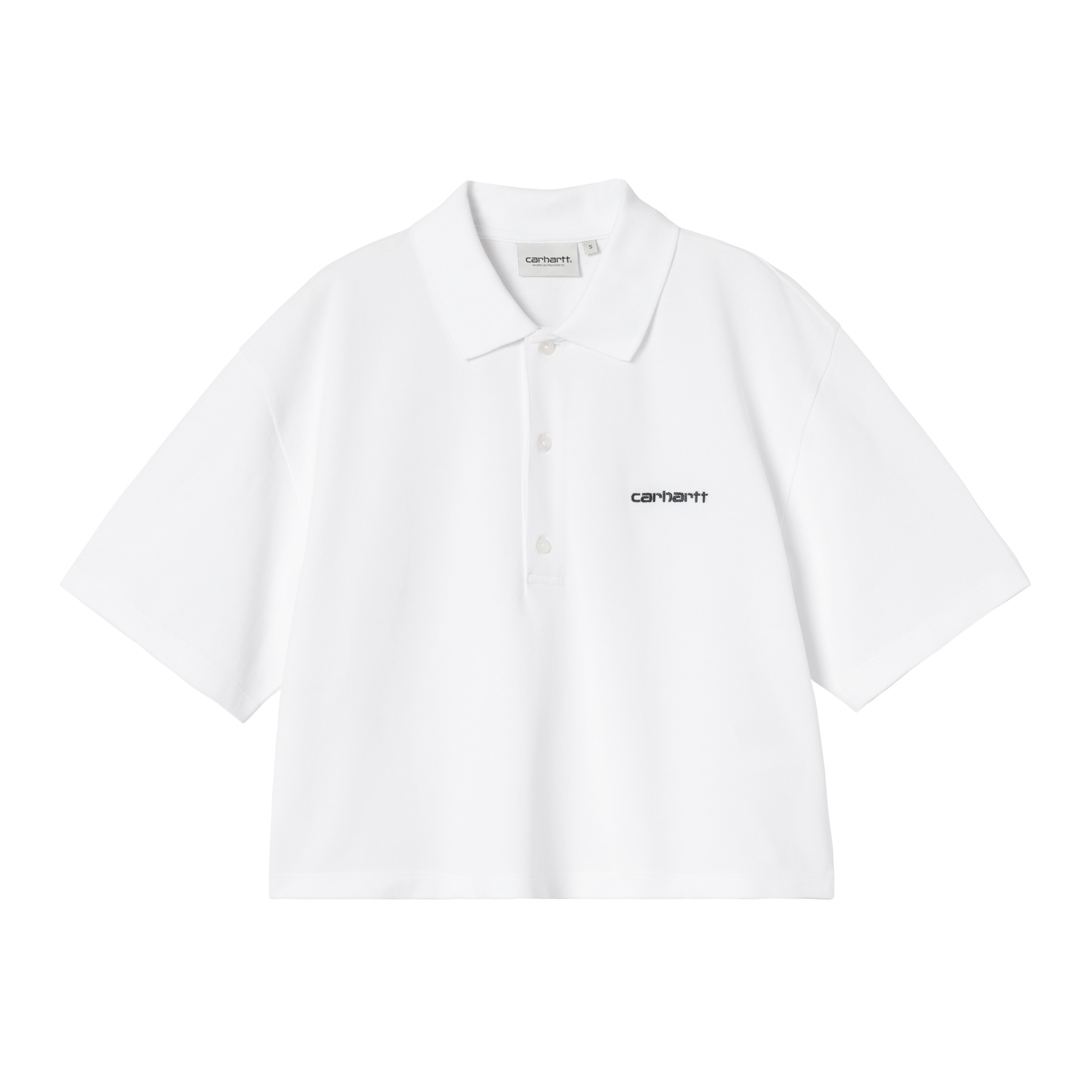 Carhartt WIP Women's S/S Carhartt Script Polo T-Shirt, White