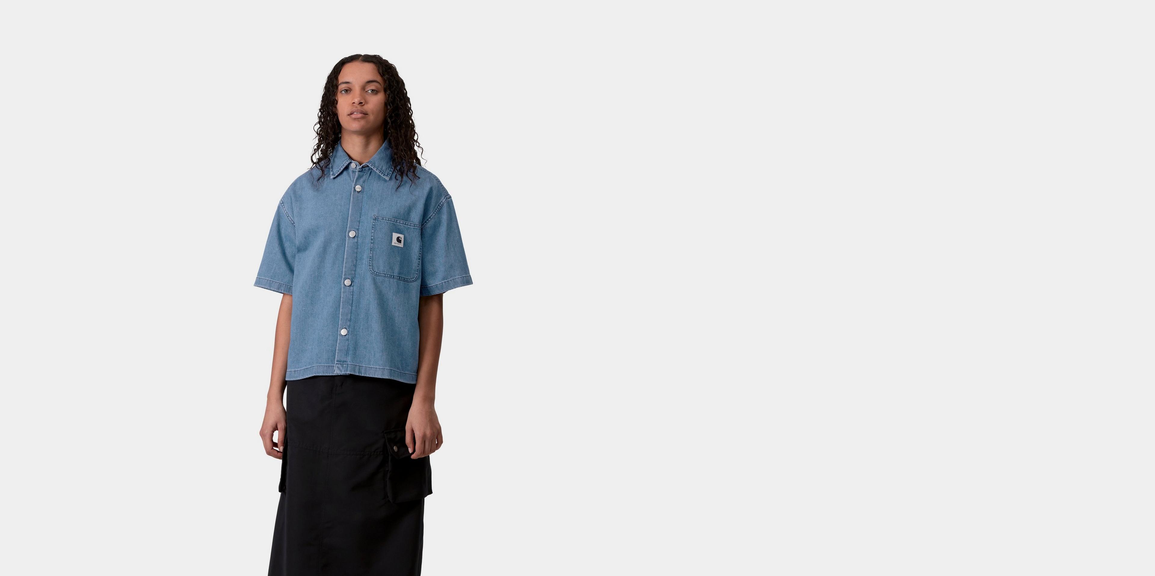 ブラウス シャツ carhartt　W SHORT-SLEEVE LOVILIA SHIRTS レディース Carhartt WIP W' S/S Lovilia Shirt, Blue | Official Online Store