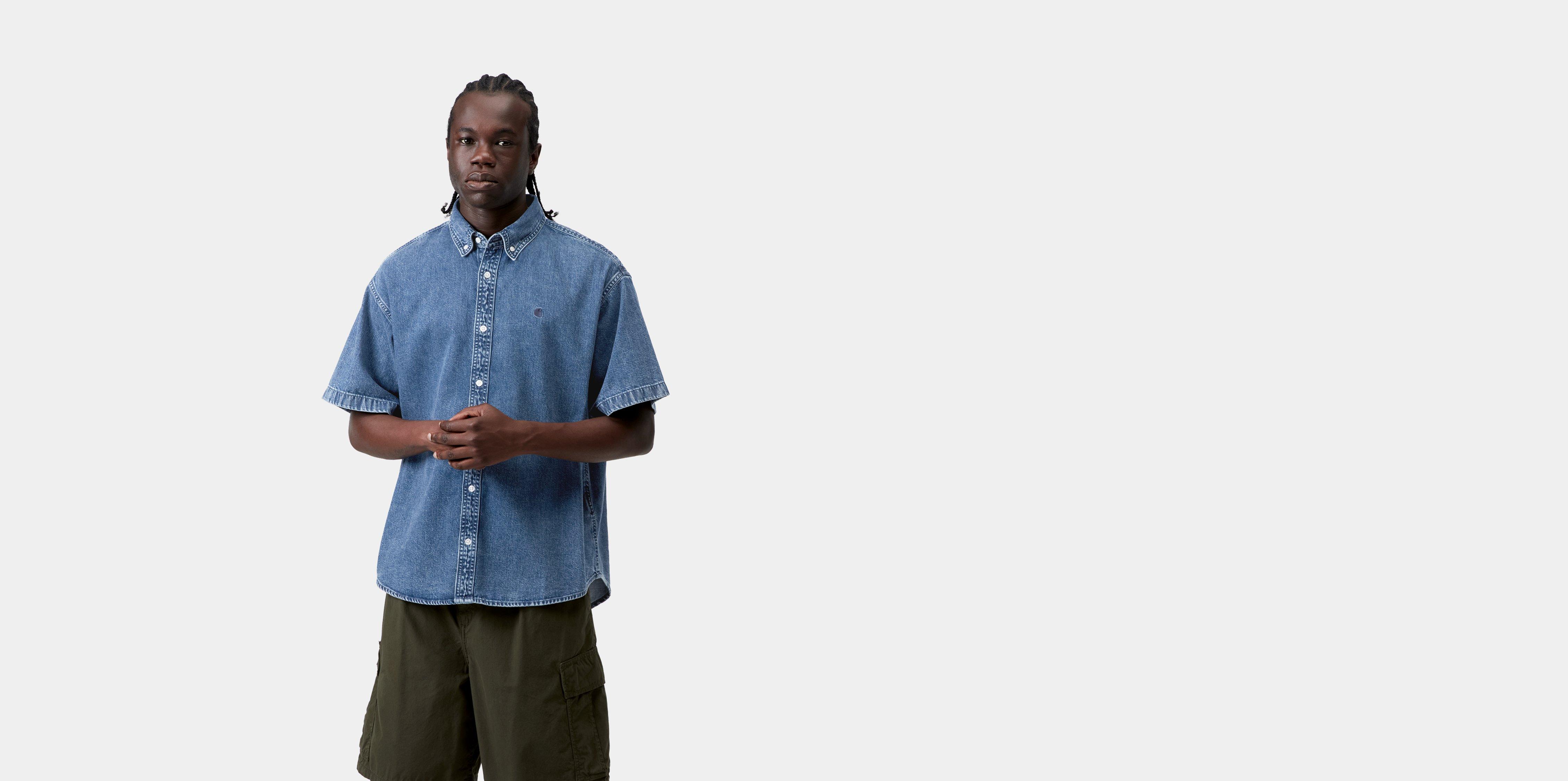 Carhartt WIP S/S Lucas Shirt Blue stone washed | L | Men