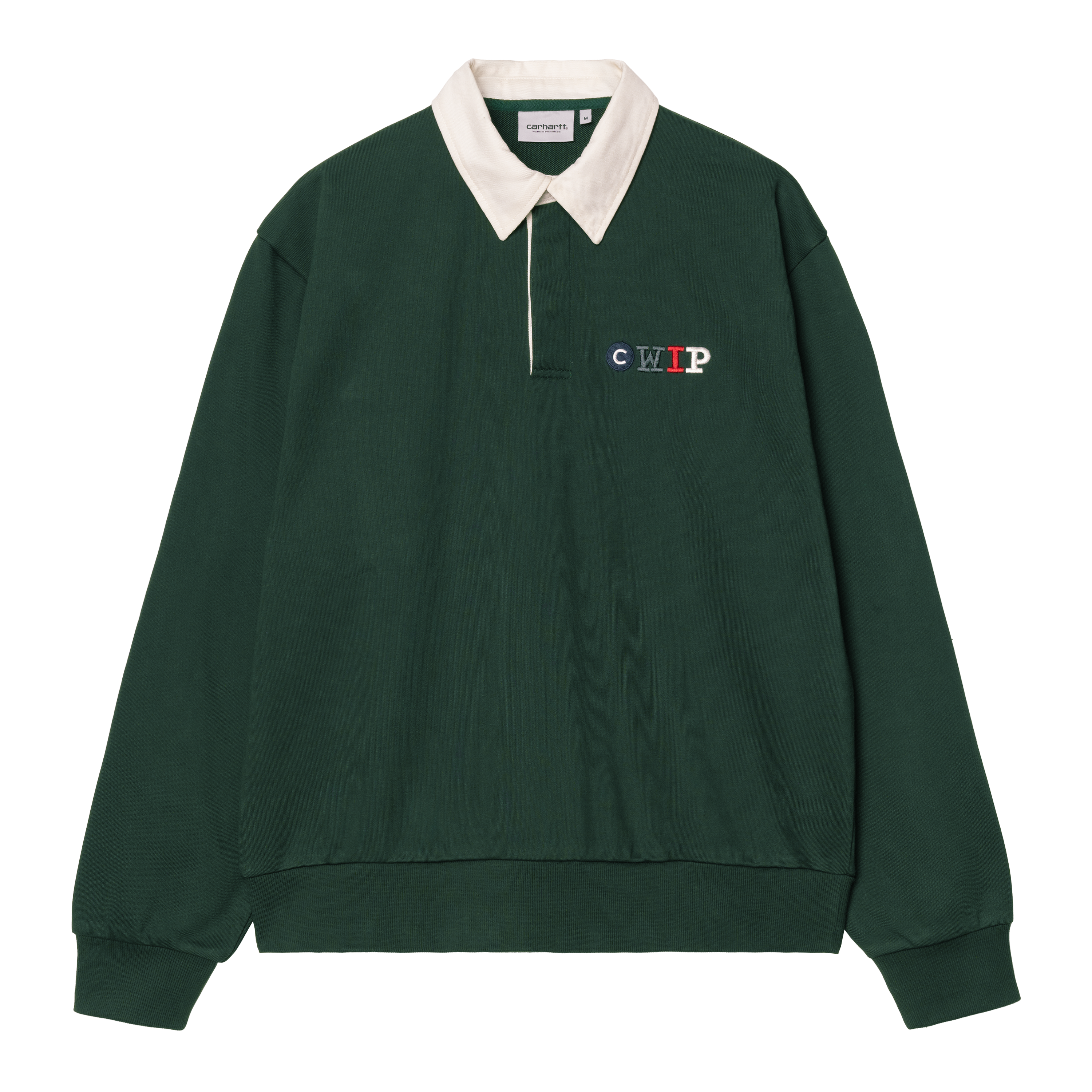 【carhartt】\"Flags Rugby\"ロゴ付ラグビースウェットシャツ/2色 Carhartt WIP Flags Rugby Green Sweater - I034592.CI.XX - BZR