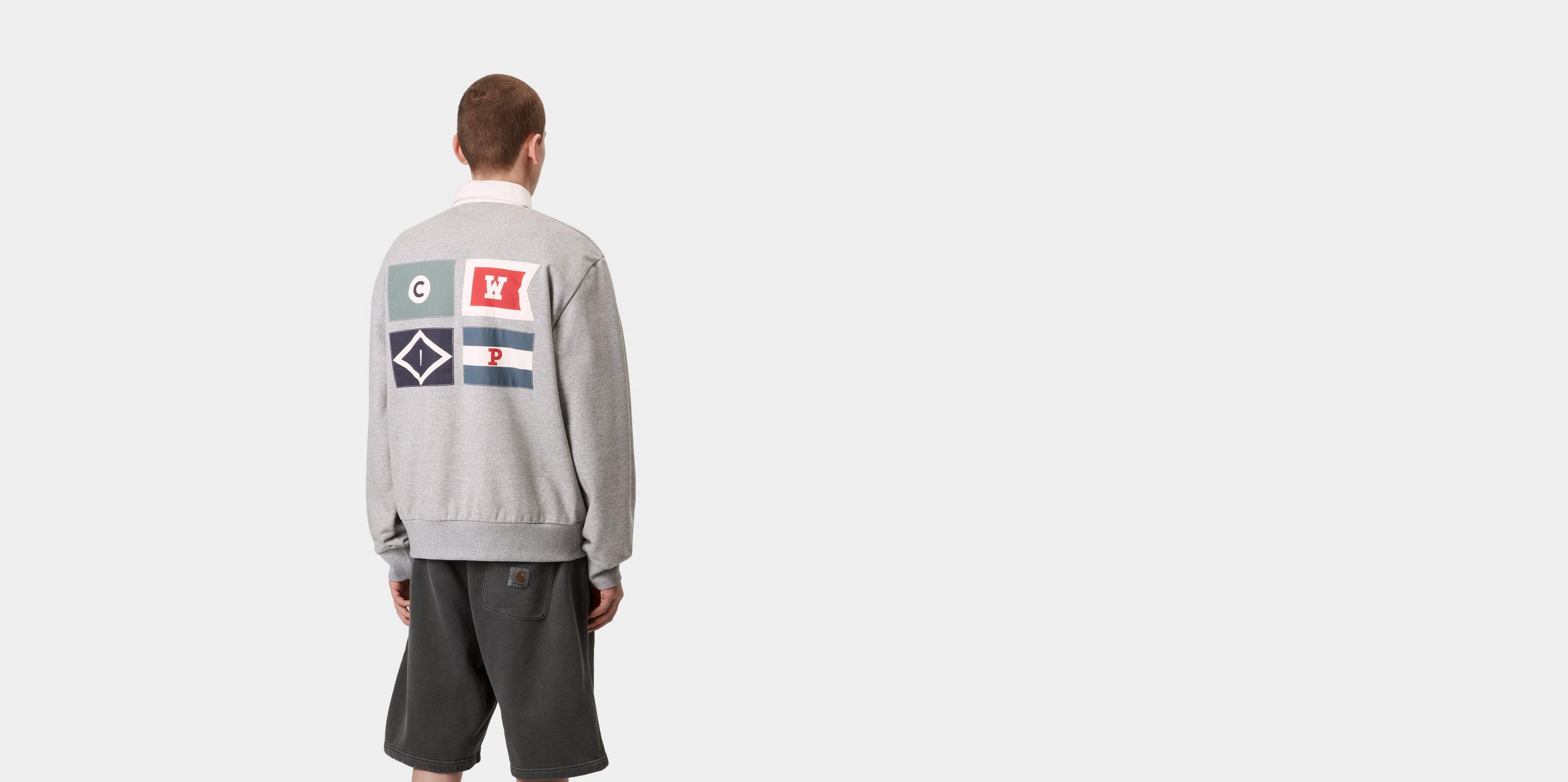 [CARHARTTWIP] FLAGS RUGBY SWEATSHIRT ★大人気★ Carhartt WIP Flags Rugby Sweatshirt, Grey Heather | Official