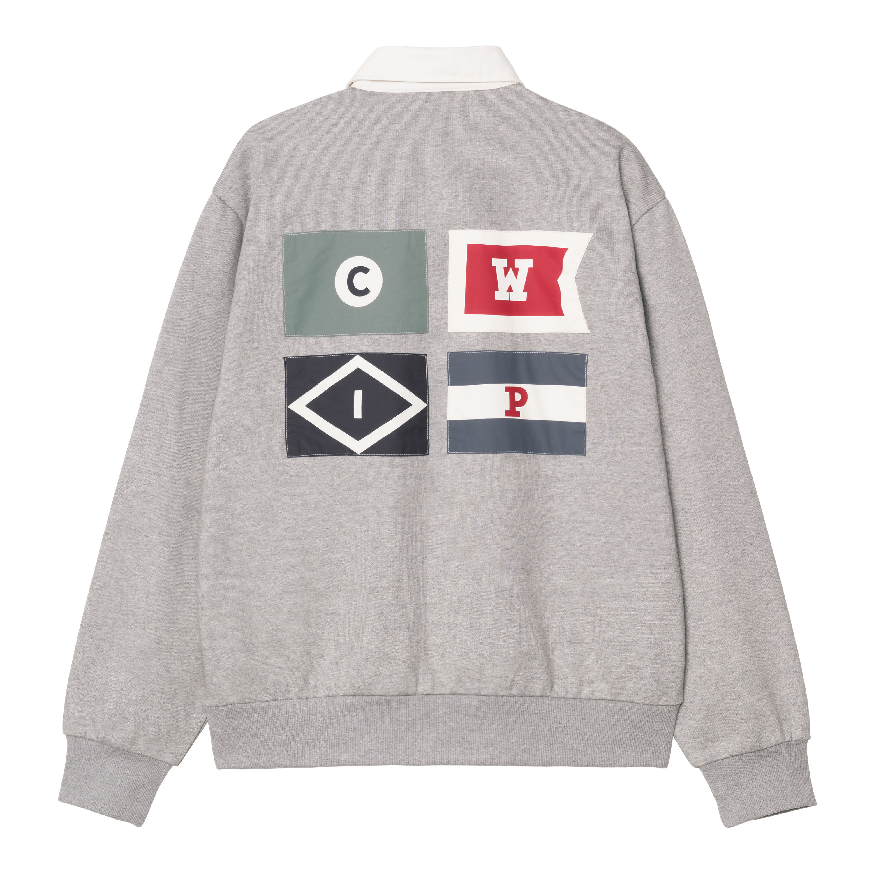 [CARHARTTWIP] FLAGS RUGBY SWEATSHIRT ★大人気★ Carhartt WIP Flags Rugby Sweatshirt, Grey Heather | Official