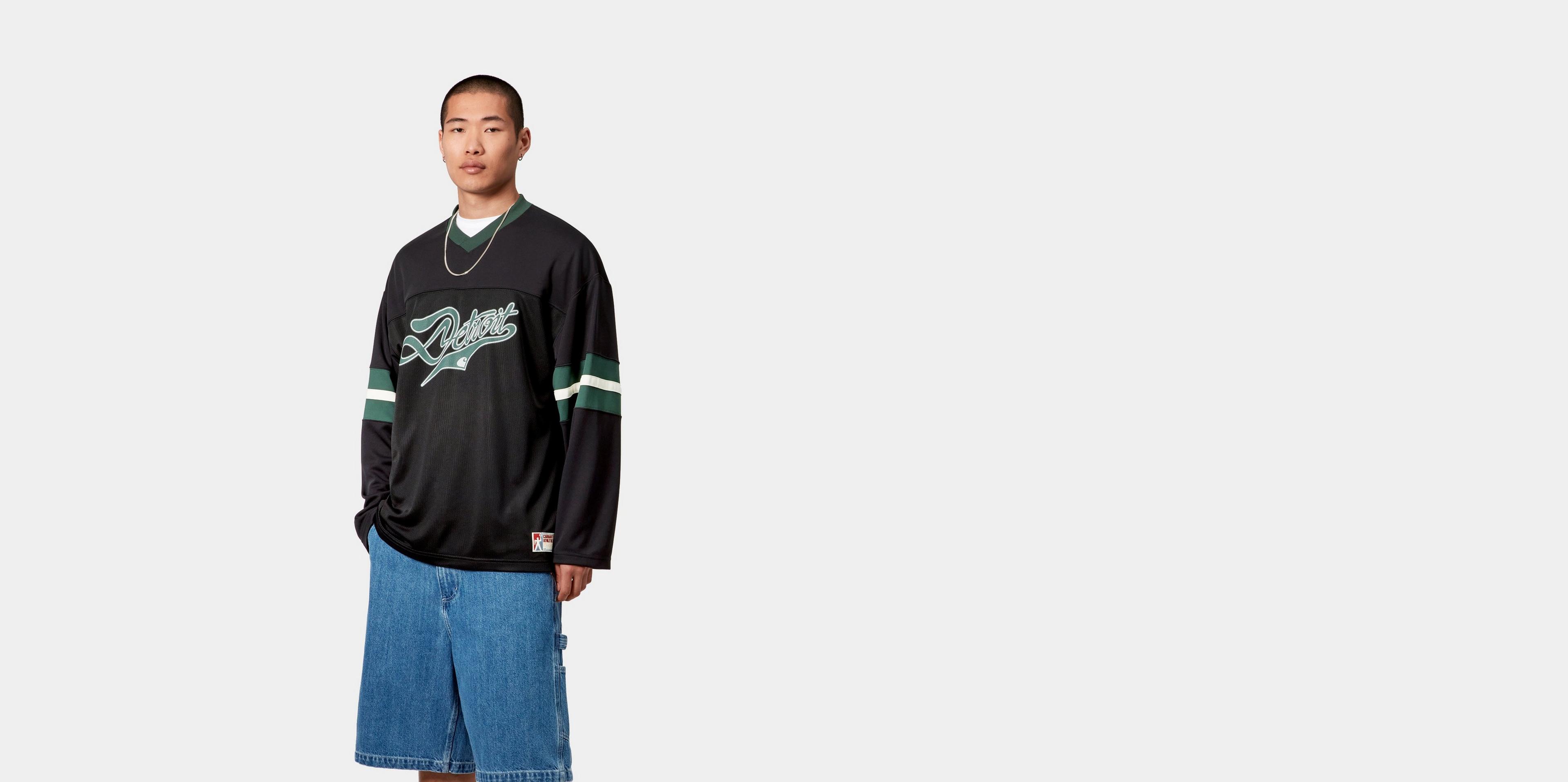 [CARHARTTWIP] L/S DETROIT MESH T-SHIRT ★大人気★ Carhartt WIP L/S Detroit Mesh T-Shirt, Black / Conifer / Wax