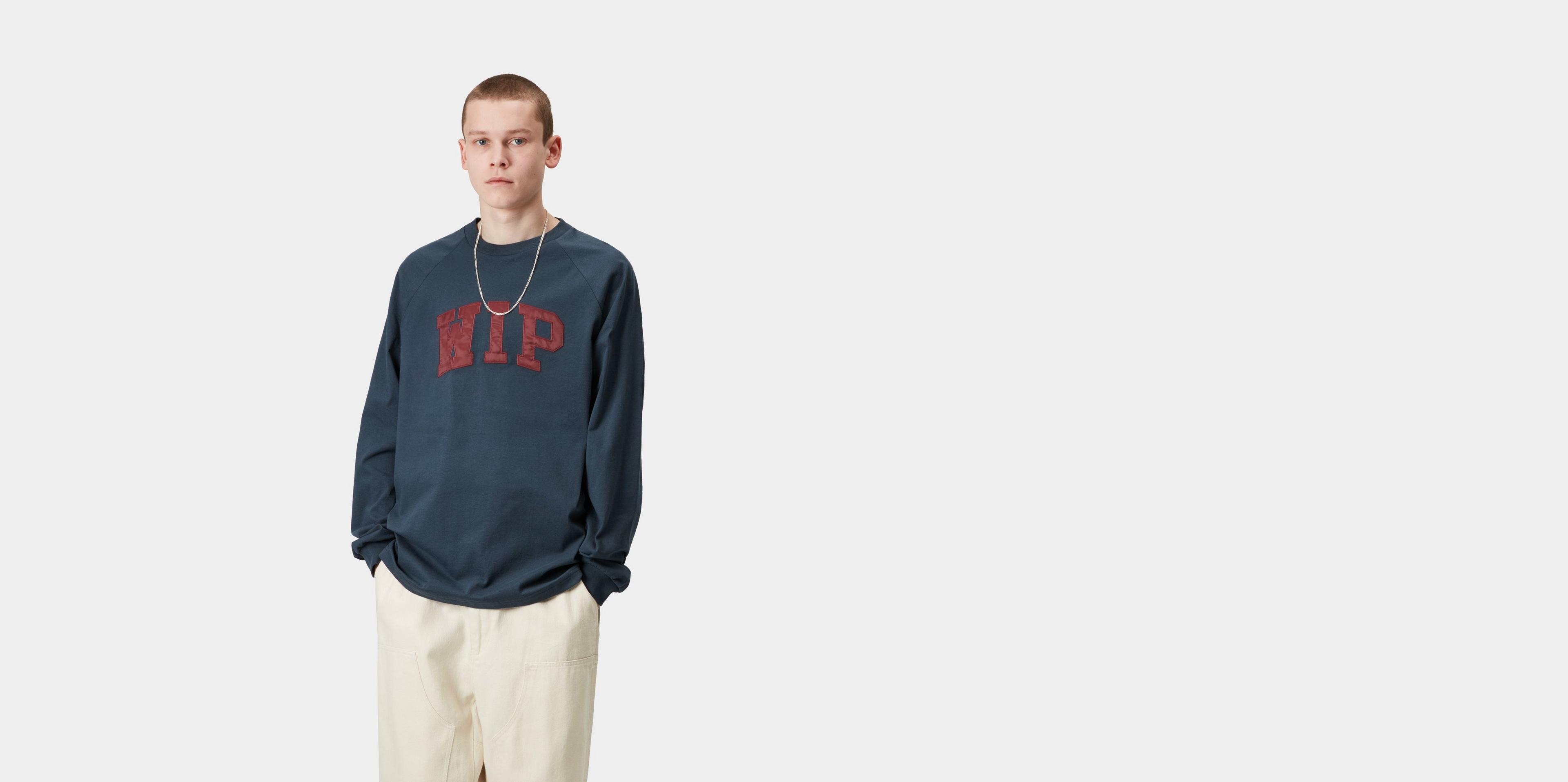 Carhartt WIP L/S WIP T-Shirt, Dusky Blue / Mulberry