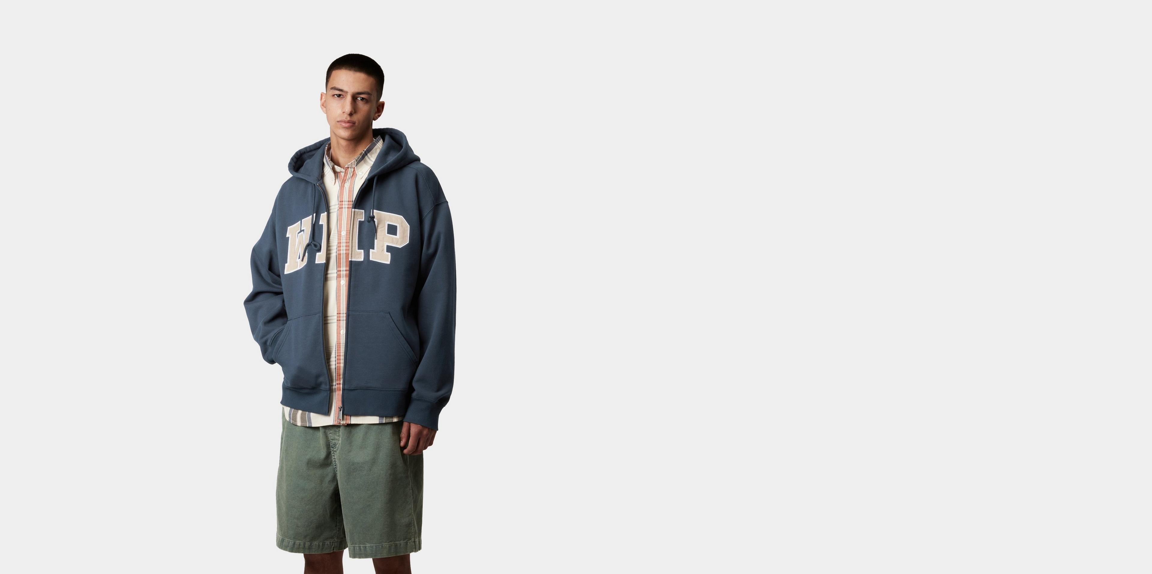 【CARHARTT WIP】HOODED SWEAT JACKET ブルー Carhartt WIP Hooded WIP Sweat Jacket, Dusky Blue | Official