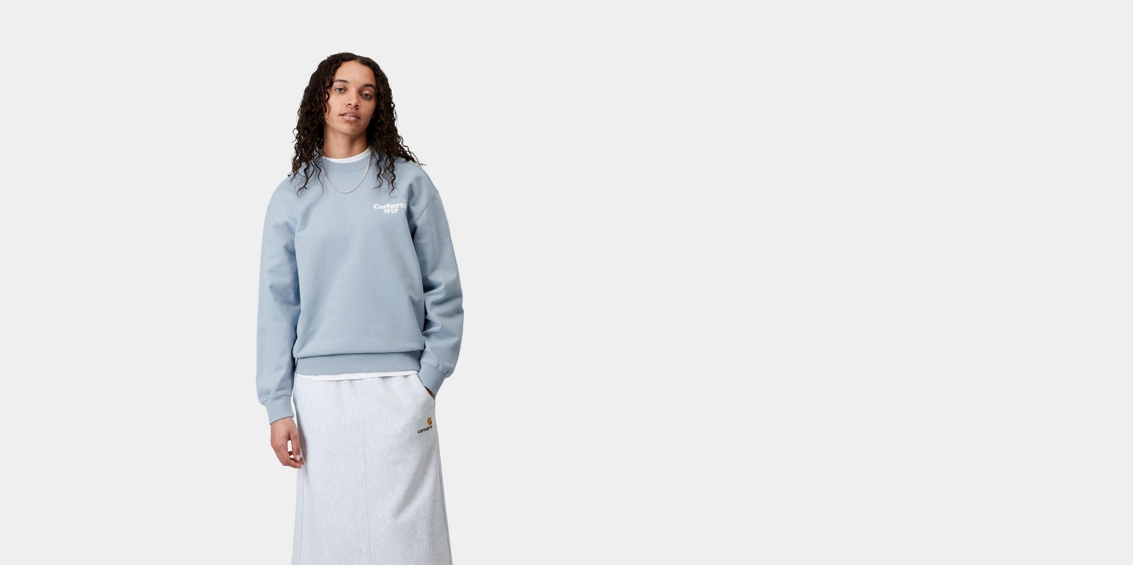 [CARHARTTWIP] BUTTON SWEATSHIRT ★大人気★ Carhartt WIP W' Button Sweatshirt, Frosted Blue | Official