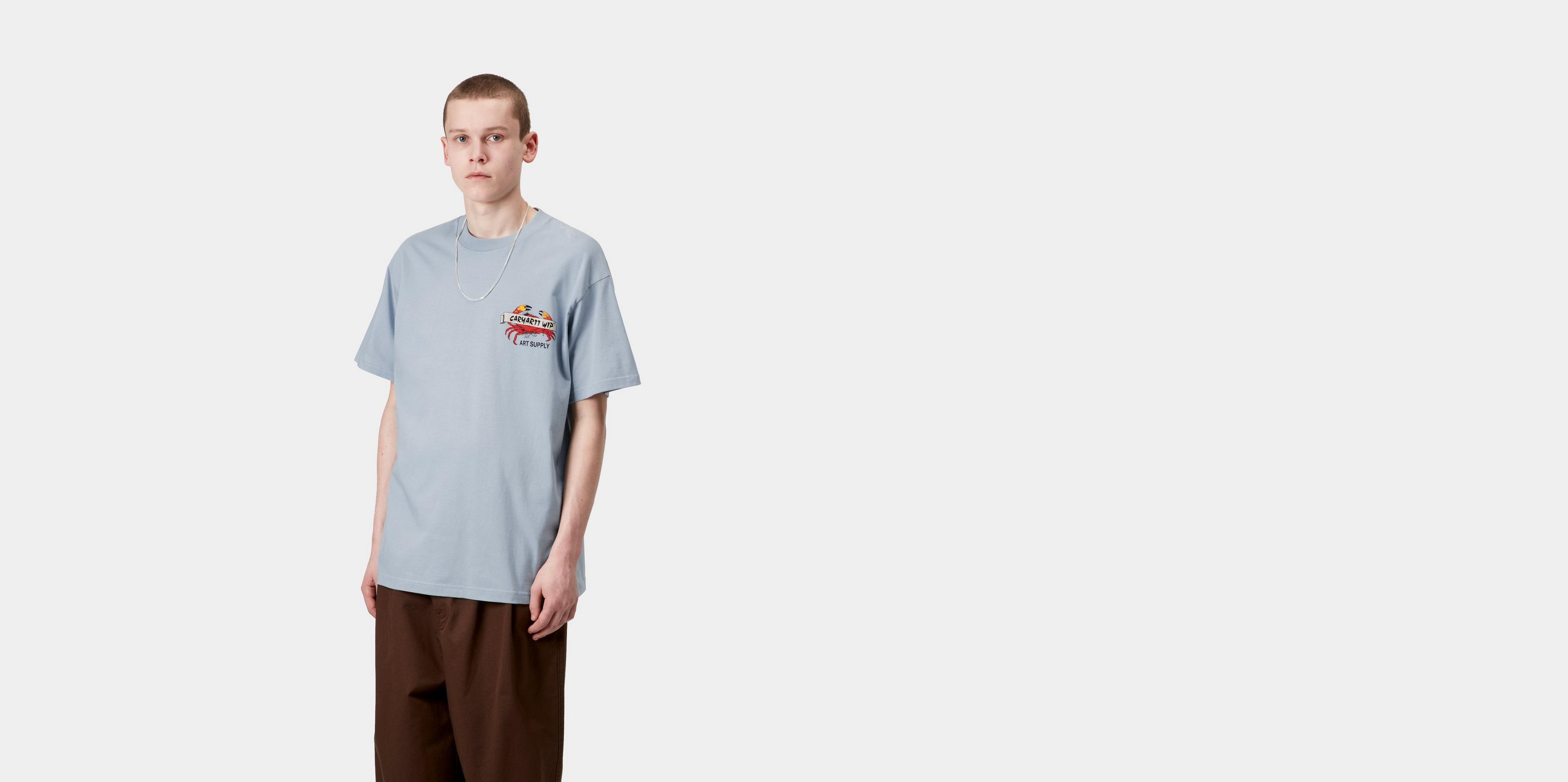 Carhartt WIP S/S Crab Paint T-Shirt, Frosted Blue | Official