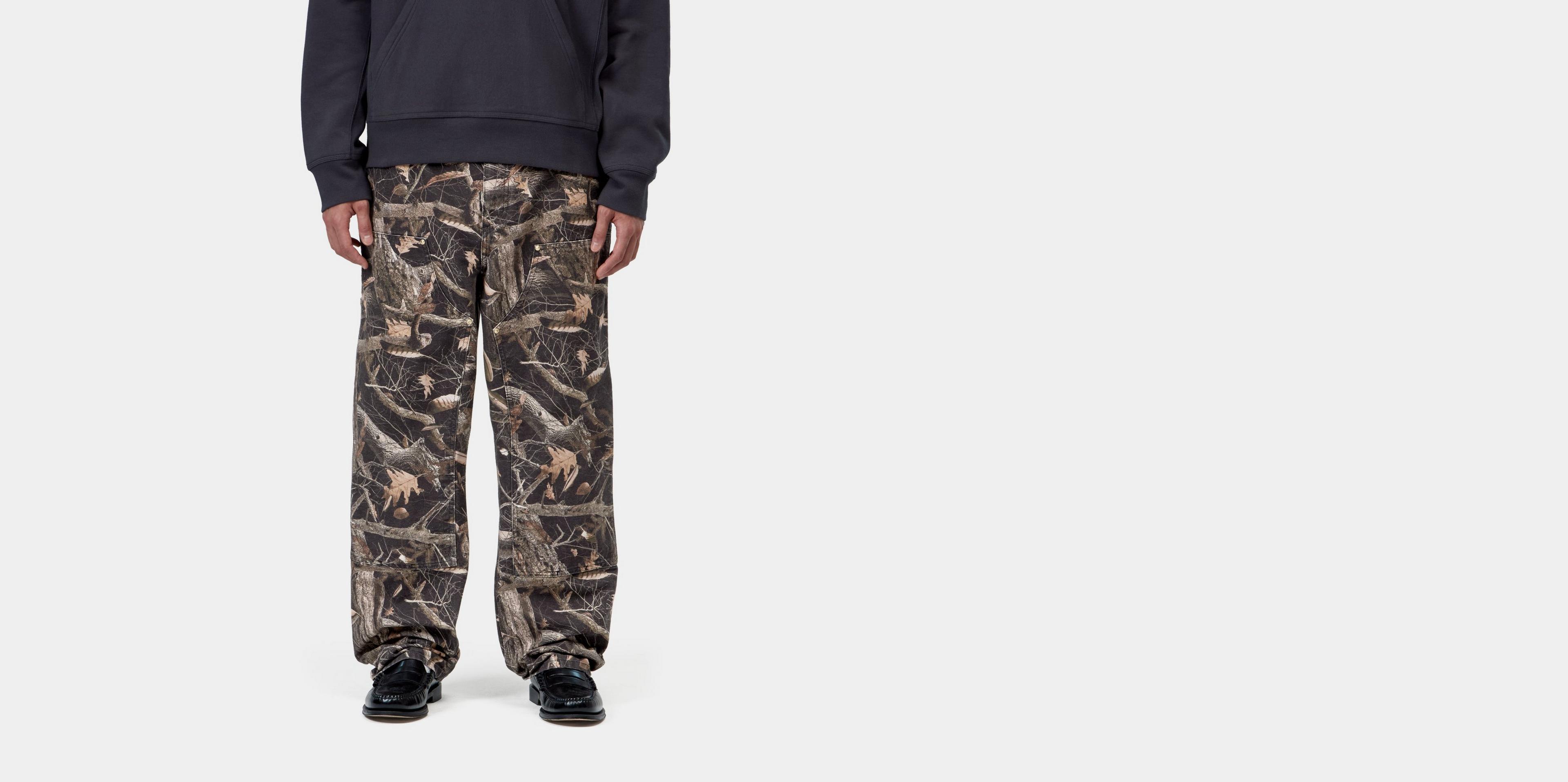 Carhartt WIP Double Knee Pant, Camo Feather Tree, Black | Official