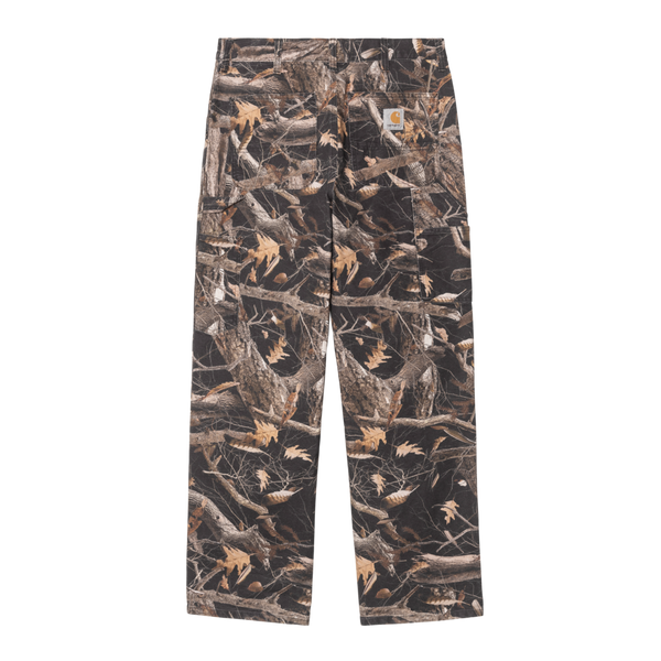 Double Knee Pant Camo Feather Tree, Black heavy stone wash