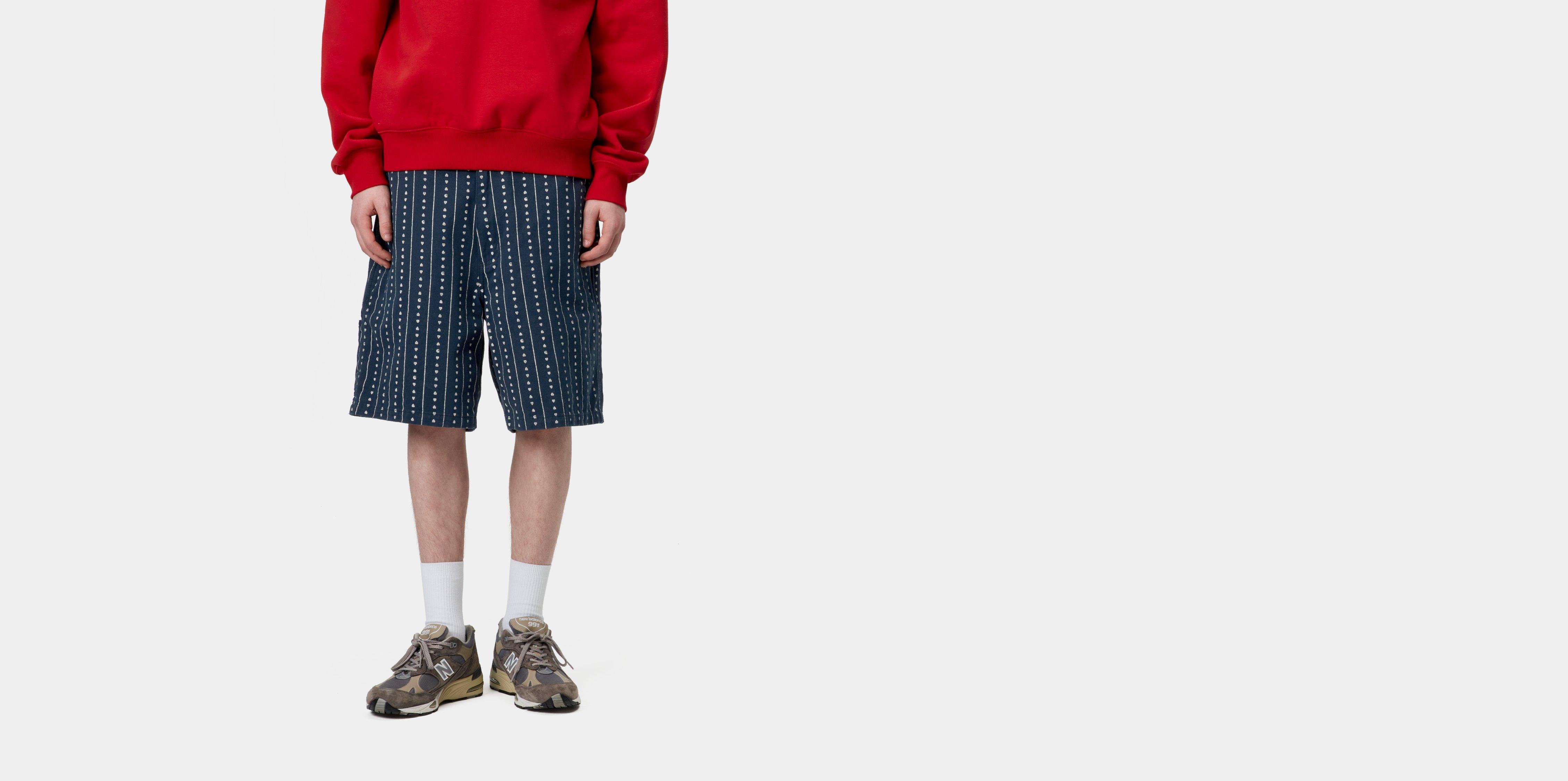 Carhartt WIP Drewe Short Heart C Pinstripe, Ink / Natural rinsed | blue|multicolor | XS | Men