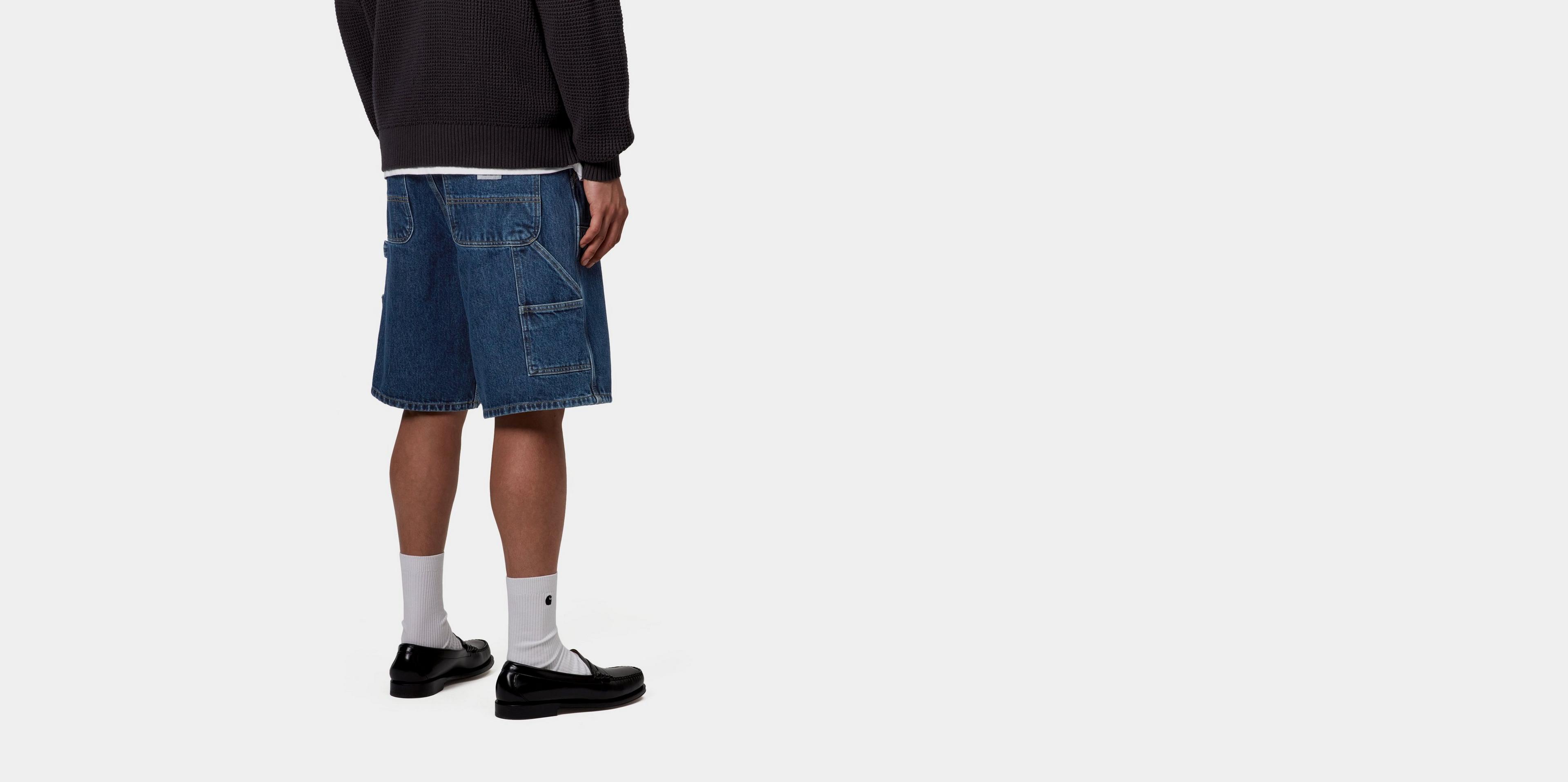 Crosshatch Heren Carpenter Denim shorts Donkerblauw
