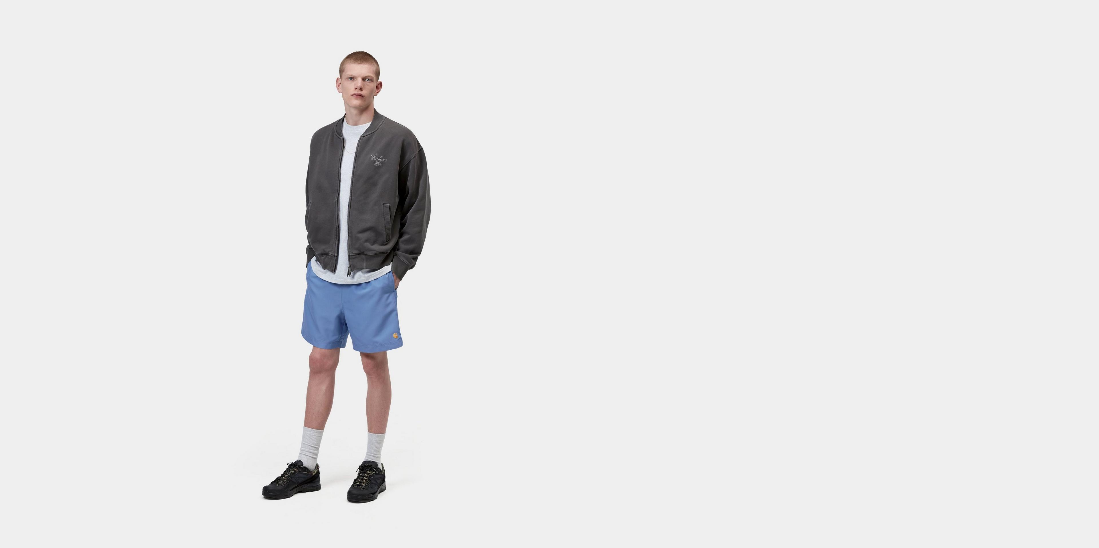 Carhartt WIP Chase Swim Trunks, Curacao / Gold | Official Online Store