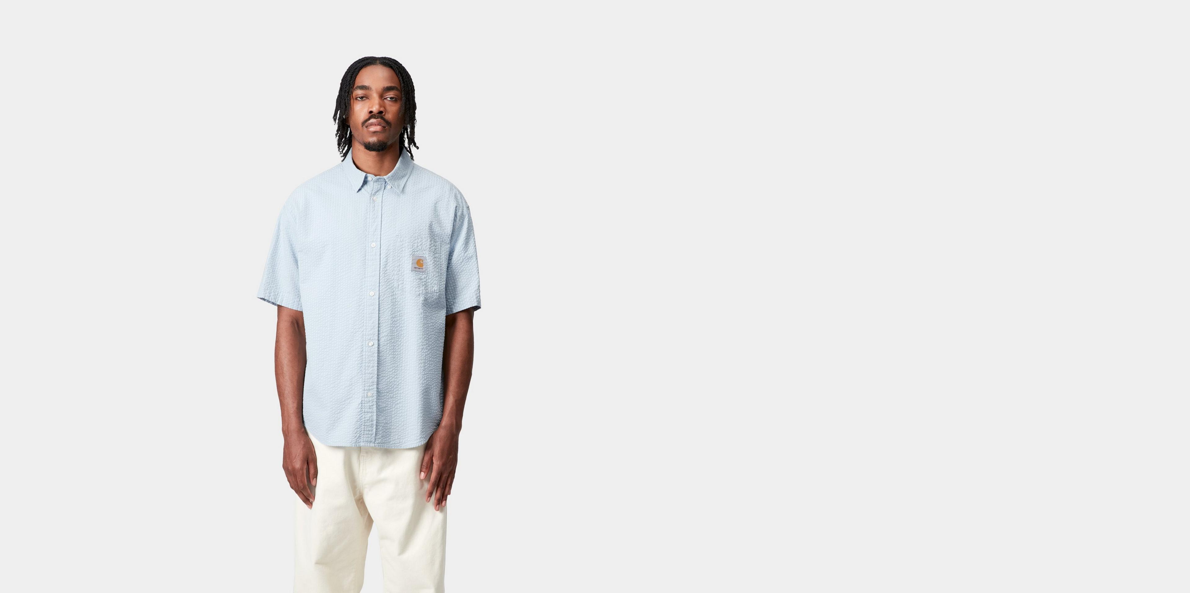 Carhartt WIP S/S Toland Shirt, Toland Stripe, Blue Fog | Official
