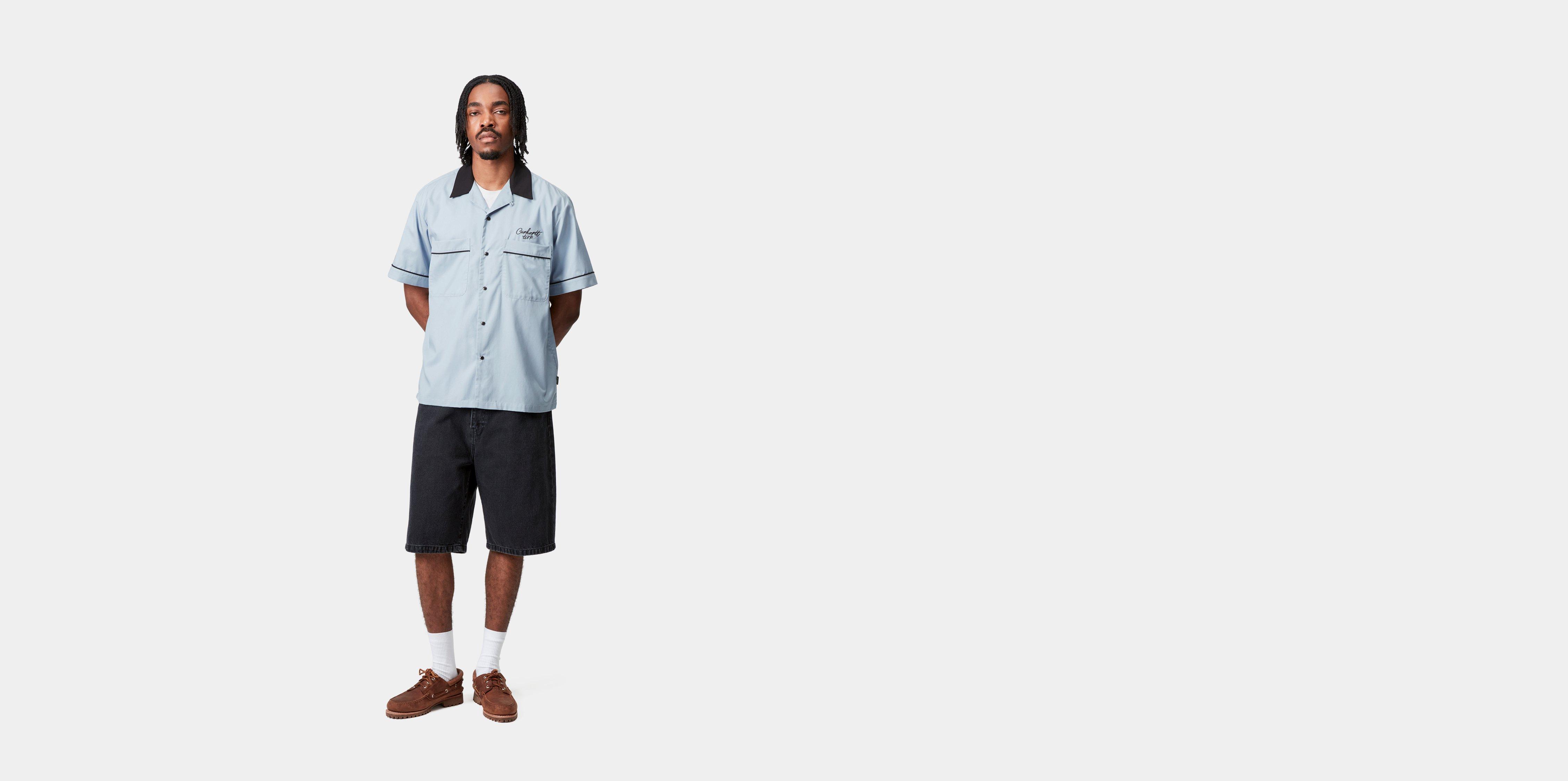 Carhartt WIP S/S Bowl Shirt, Blue Fog / Black | Official Online Store