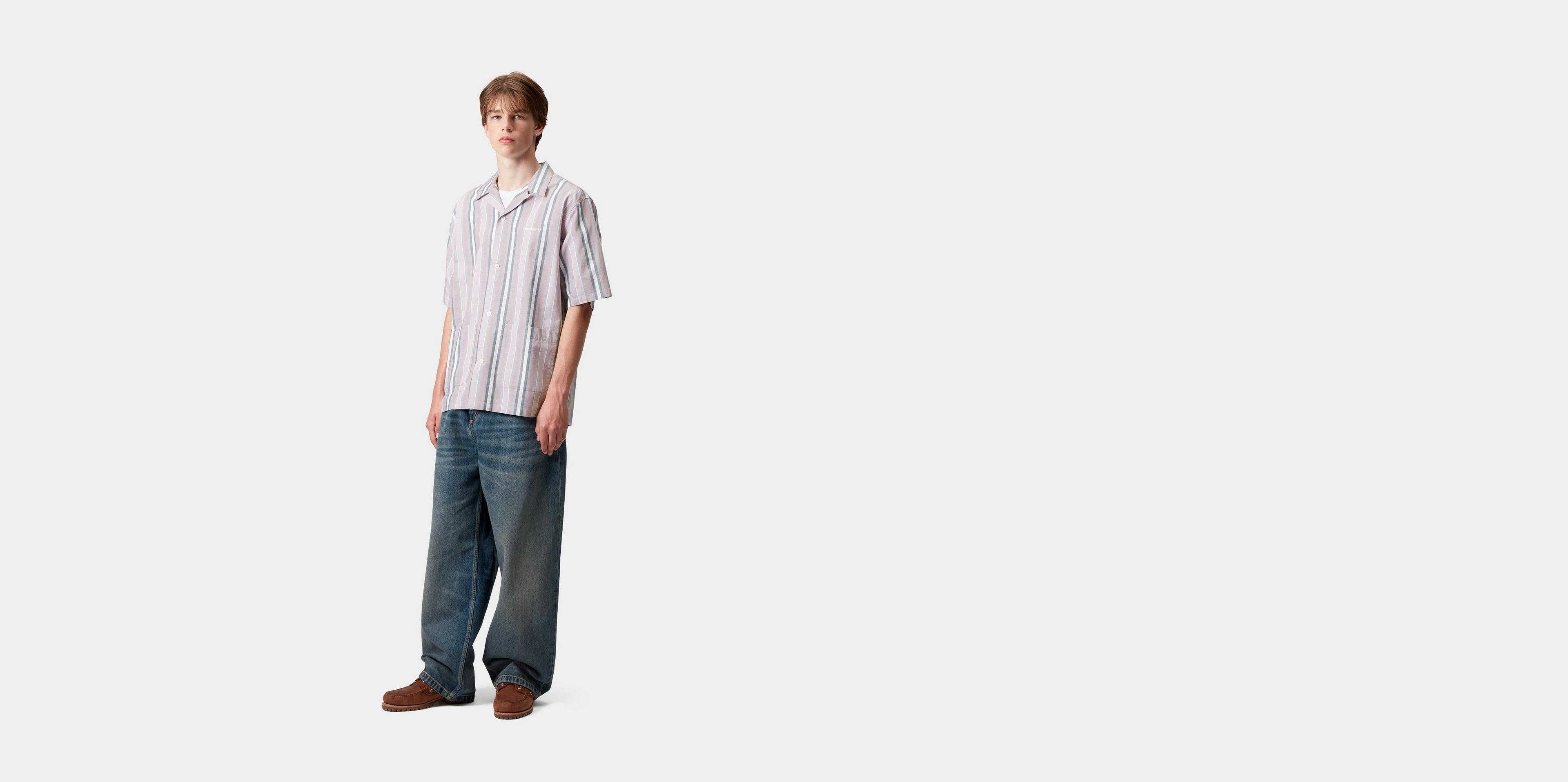 Carhartt WIP S/S Folsey Shirt, Folsey Stripe, Hortensia / White