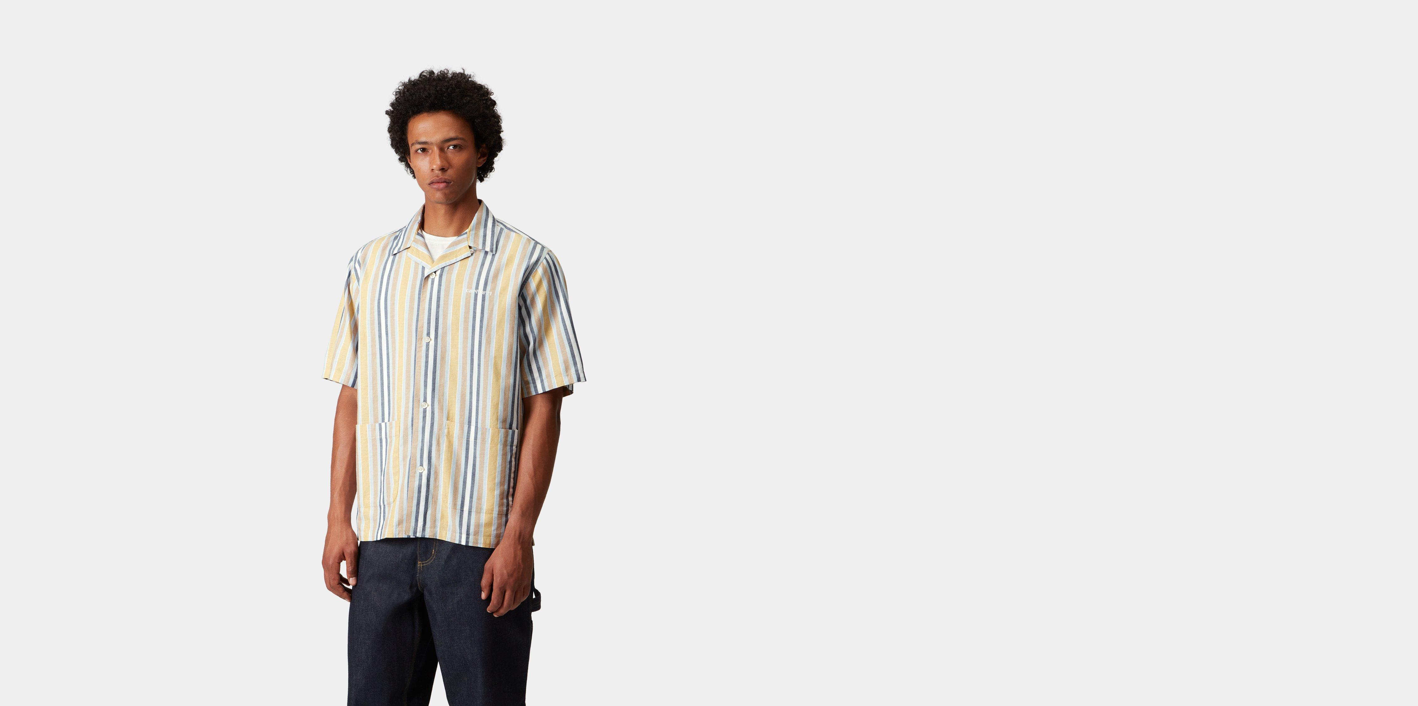 Carhartt WIP S/S Folsey Shirt Folsey Stripe, Suncrest / White | multicolor | S | Men