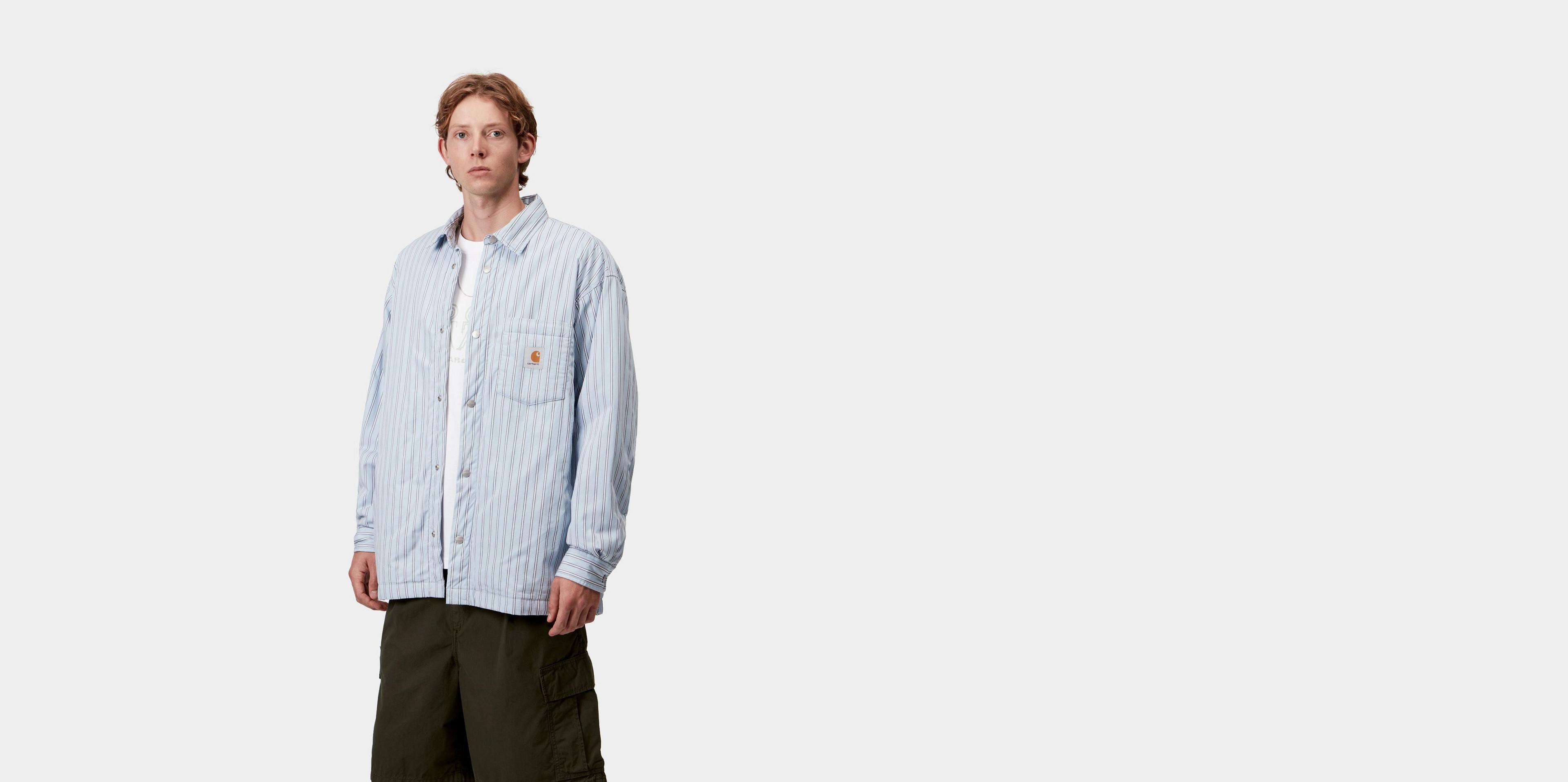 Carhartt WIP Grimsby Shirt Jac, Grimsby Stripe, Blue Fog 