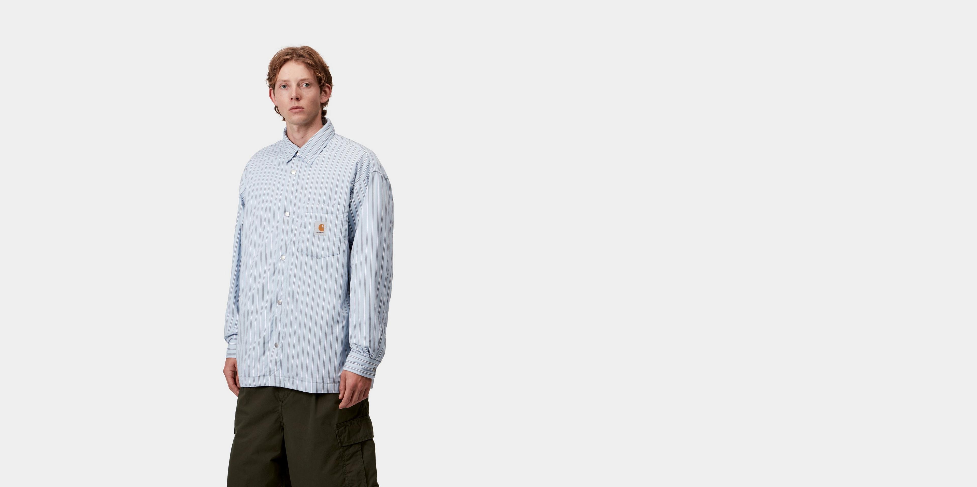 Carhartt WIP Grimsby Shirt Jac, Grimsby Stripe, Blue Fog