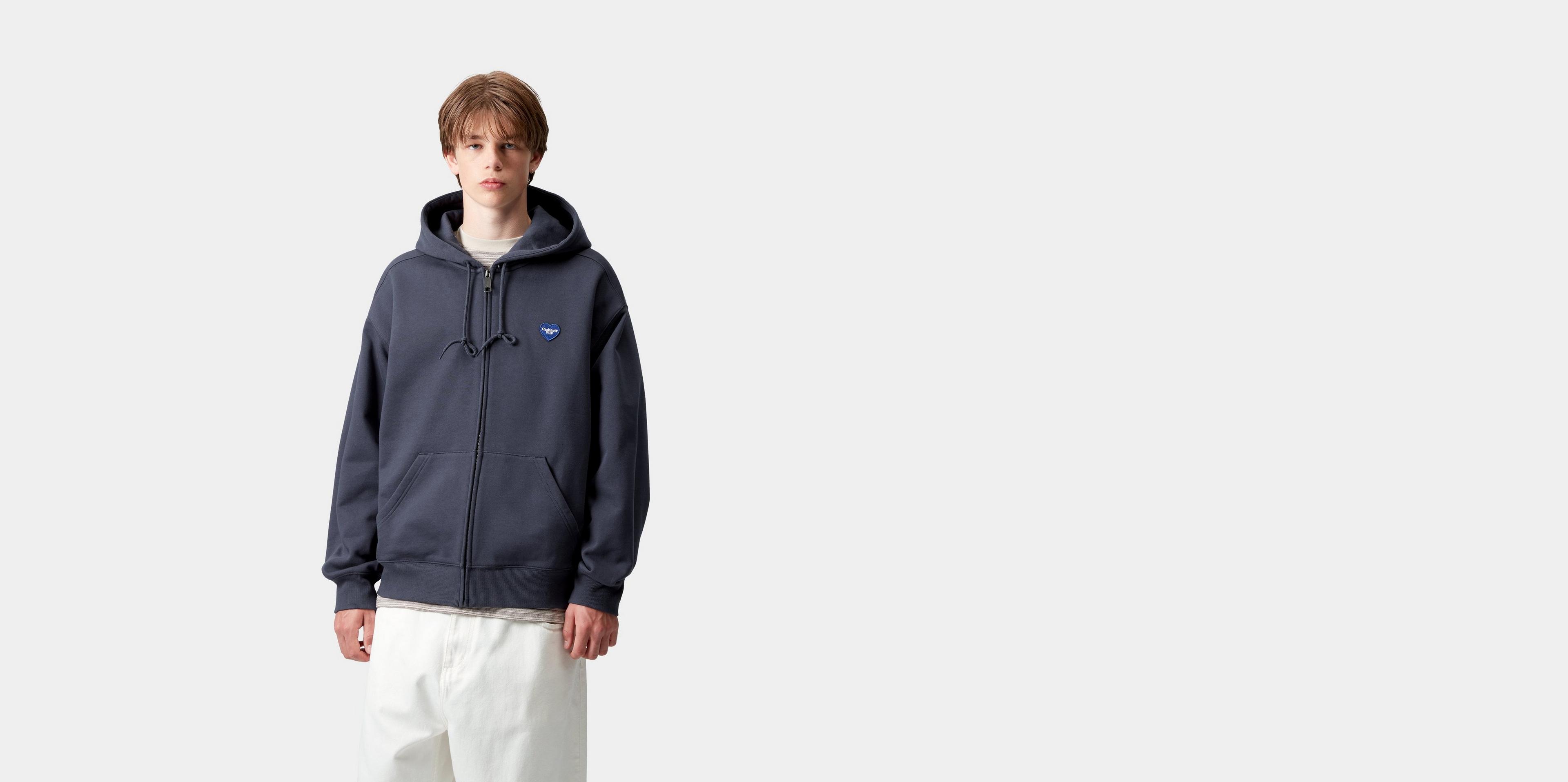 【CARHARTT WIP】HOODED SWEAT JACKET ブルー Carhartt WIP Hooded WIP Sweat Jacket, Dusky Blue | Official