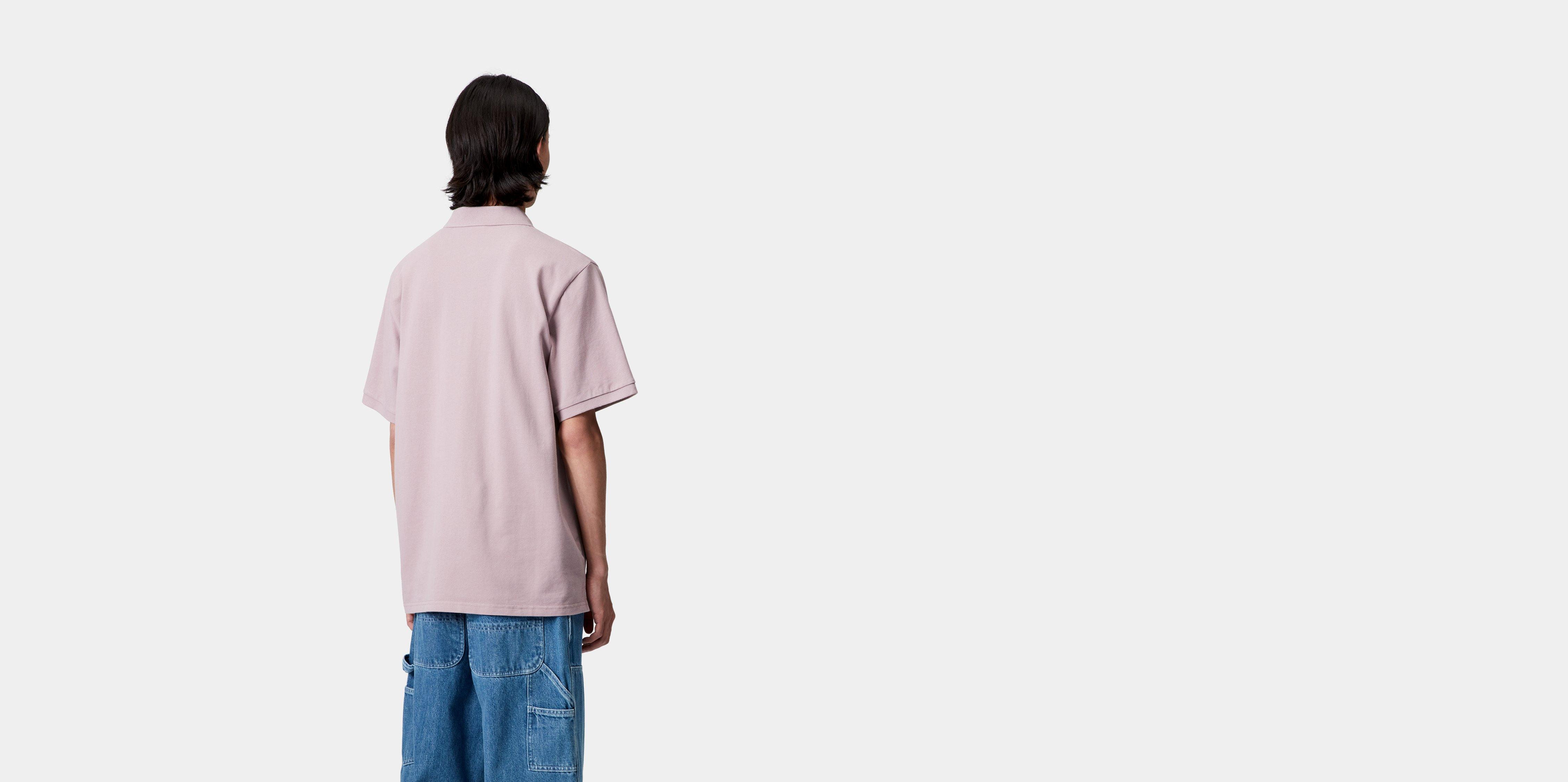 Carhartt WIP Short Sleeve Carhartt Script Polo in Pink