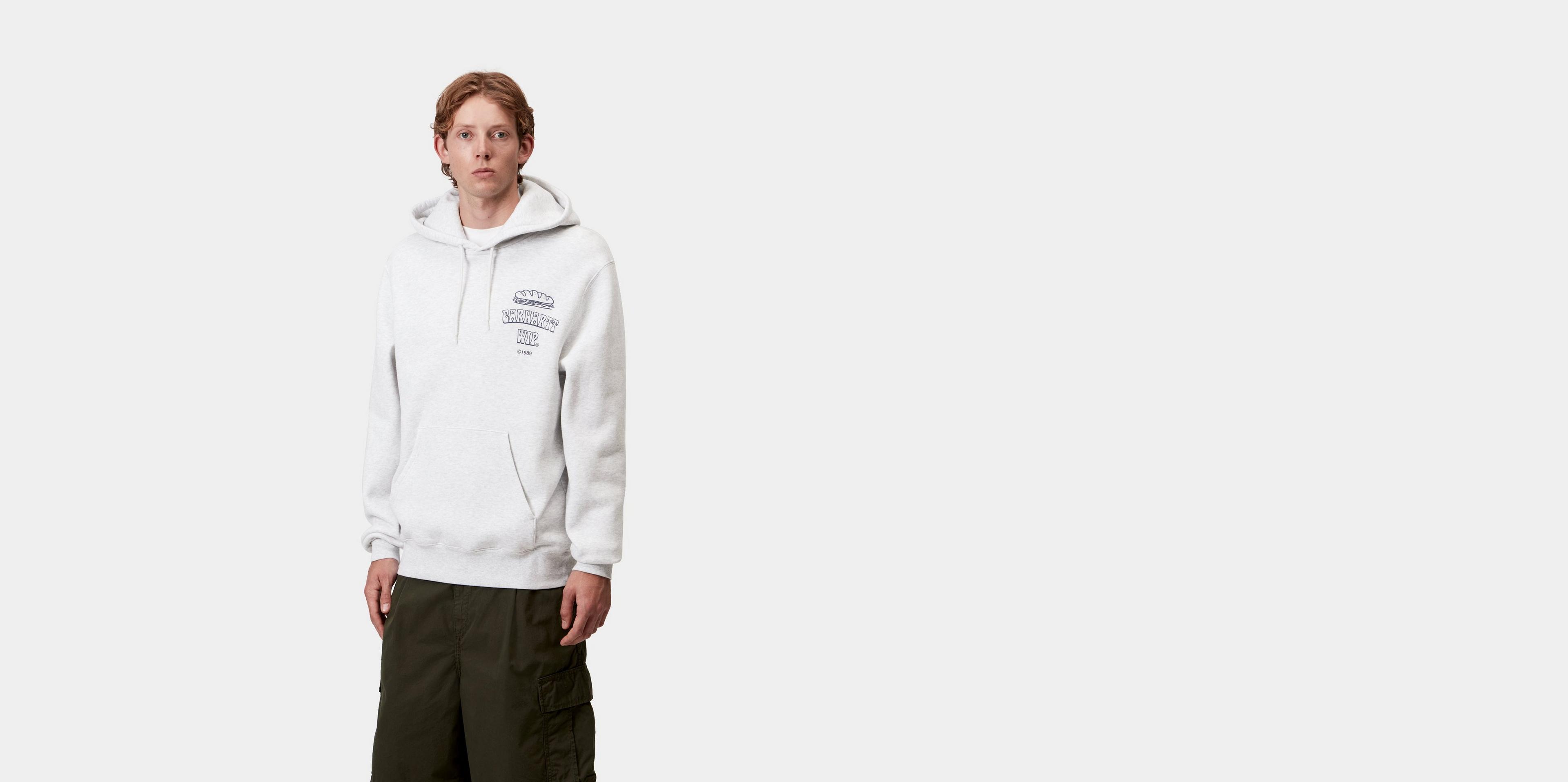 [CARHARTTWIP] HOODED SANDWICH SWEATSHIRT ★大人気★ Carhartt WIP Hooded Sandwich Sweatshirt, Blue Fog / Red