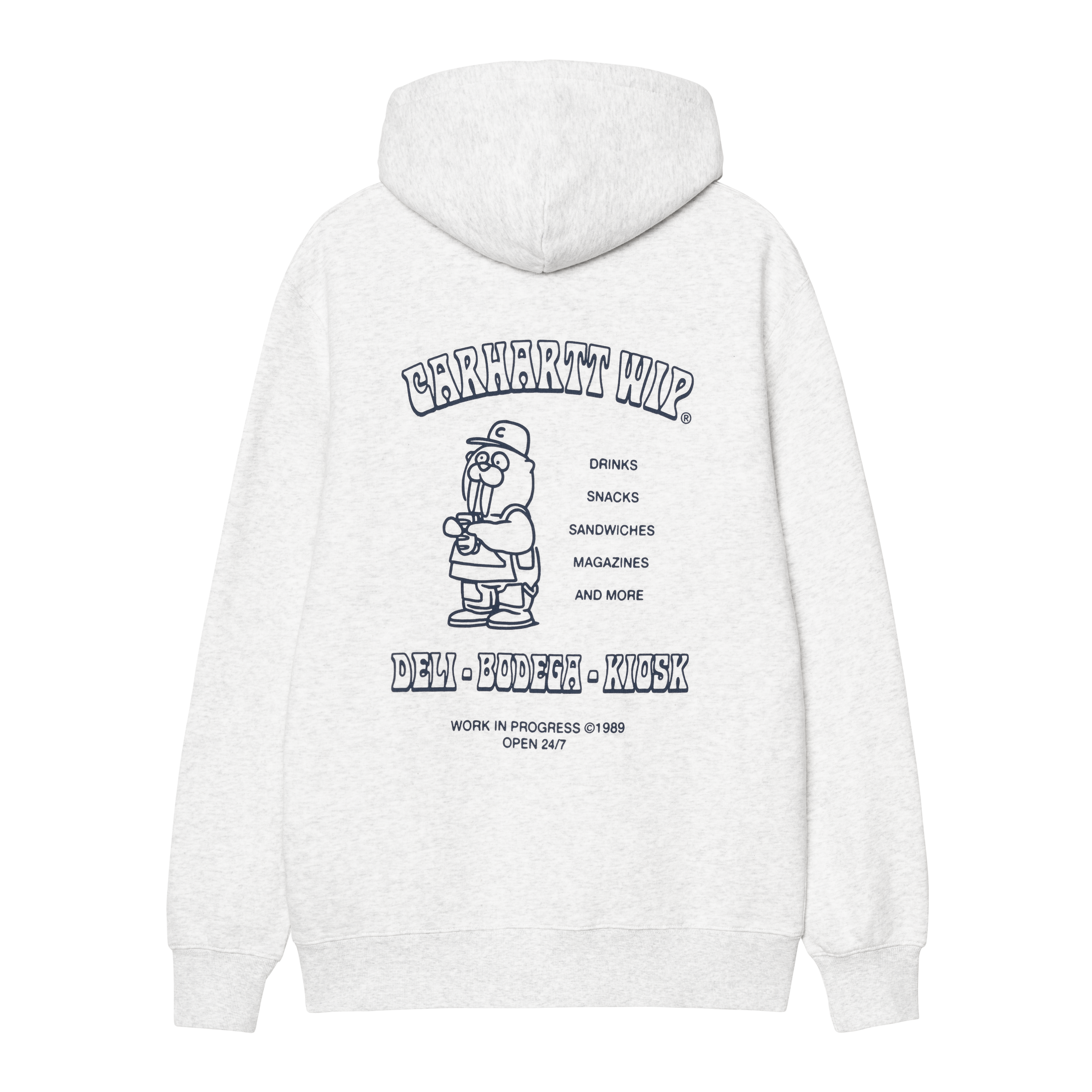 【Carhartt】 ★ HOODED SANDWICH SWEATSHIRT ★ LOOSE FIT Carhartt WIP Hooded Sandwich Sweatshirt, Black / Blue Fog