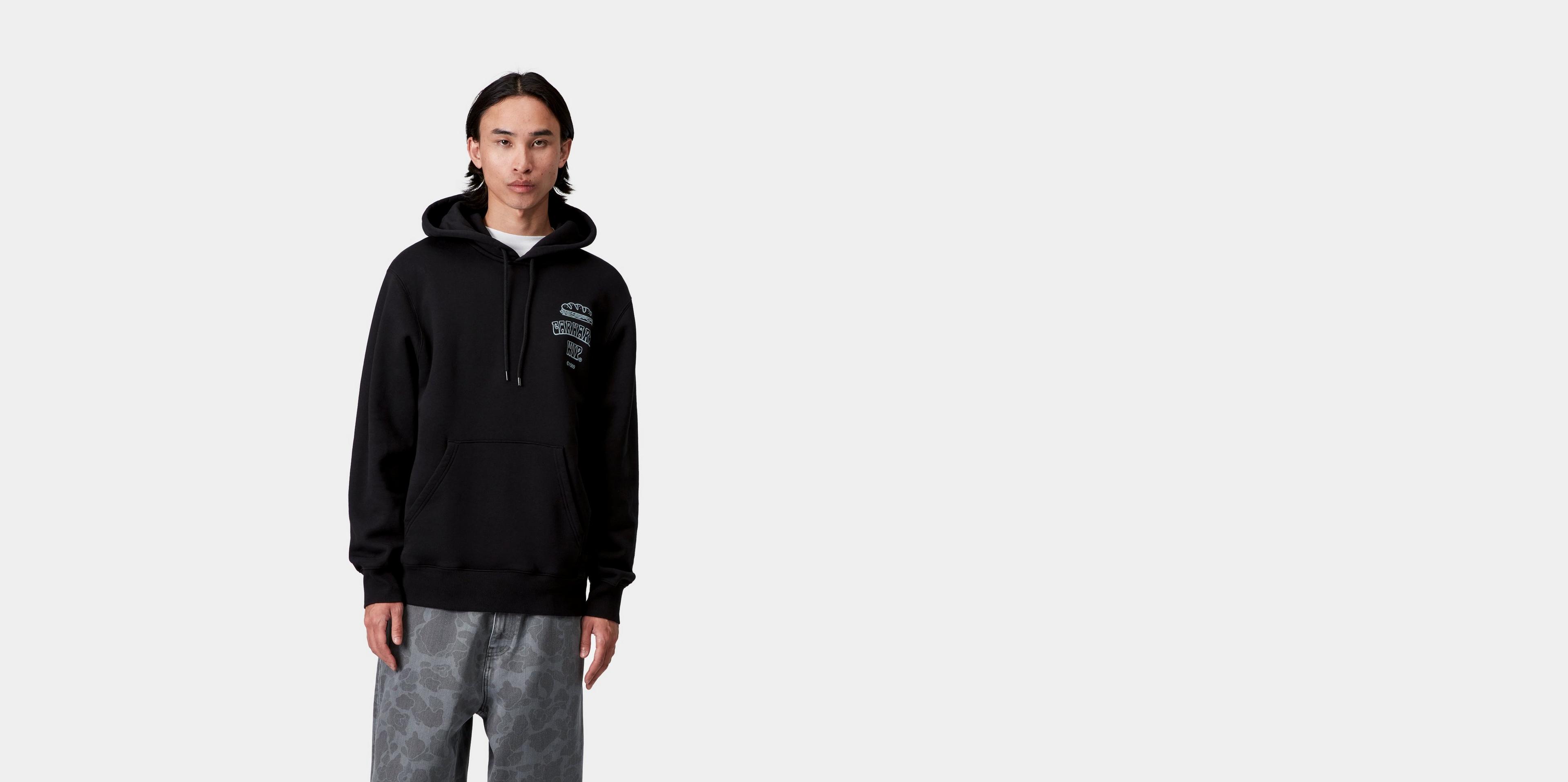 Carhartt WIP Hooded Sandwich Sweatshirt, Black / Blue Fog