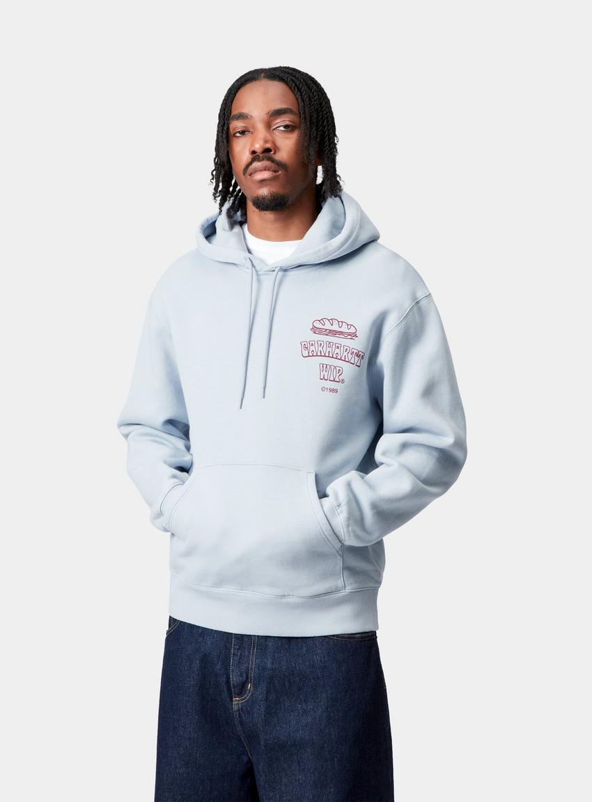 ★ドイツ発*carhartt WIP*新作*Sandwich スウェットフーディ/U★ Carhartt WIP Hooded Sandwich Sweatshirt, Blue Fog / Red