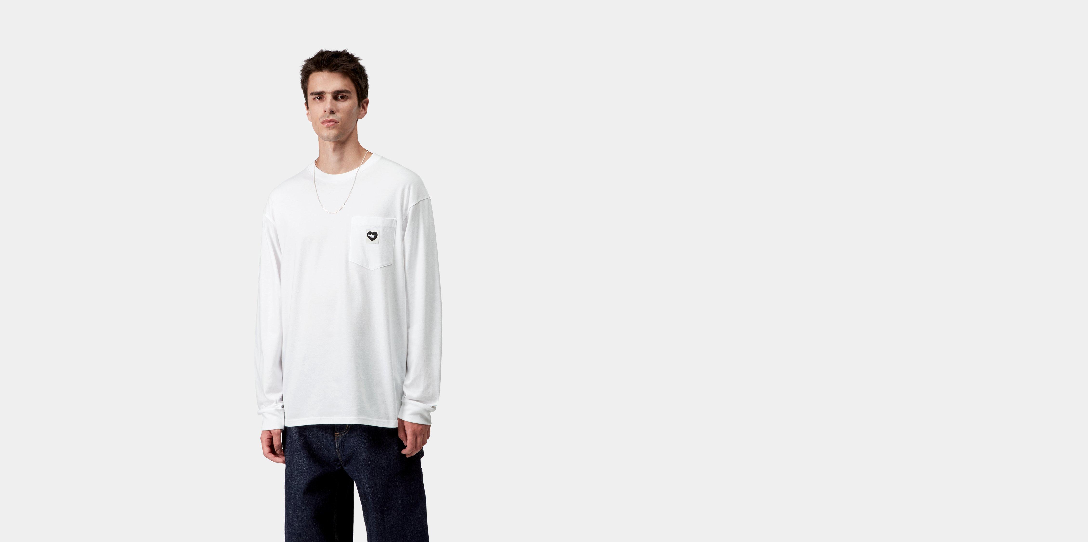 Carhartt WIP L/S Pocket Heart T-Shirt White / Black | M | Men
