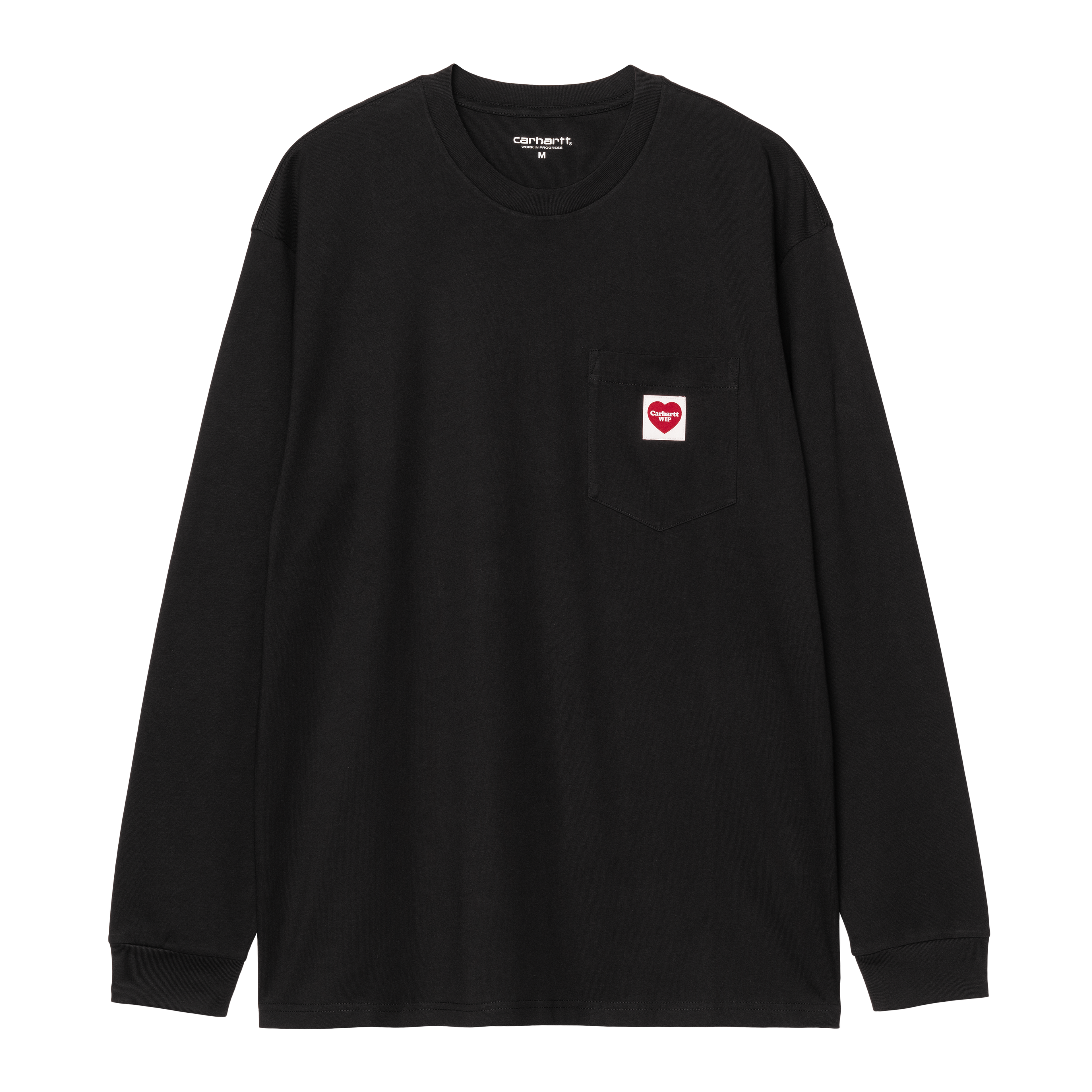 Carhartt WIP L/S Pocket Heart T-Shirt, Black / Red | Tienda