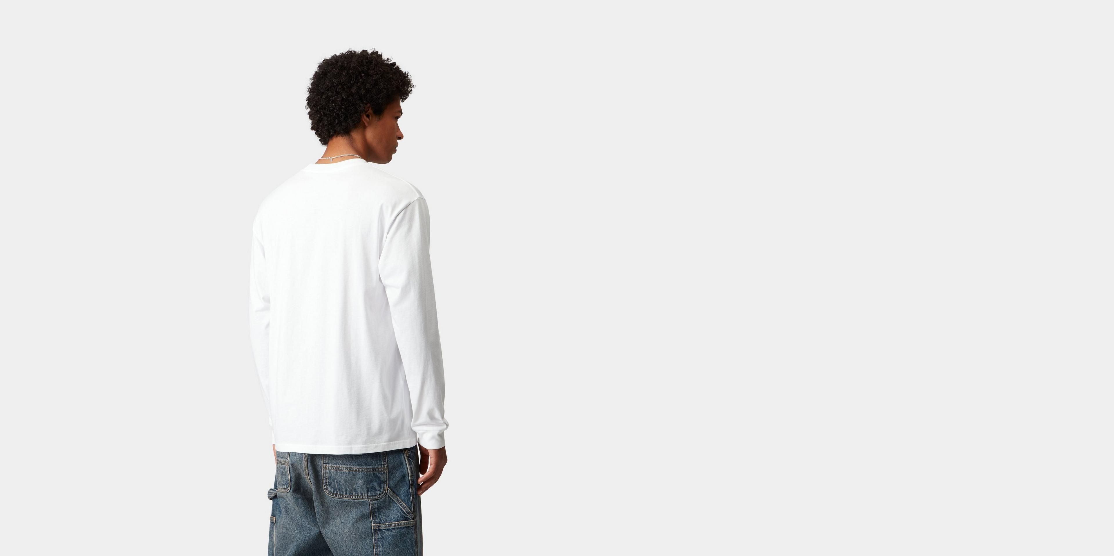Carhartt WIP L/S Pocket Heart T-Shirt, White / Red | Official