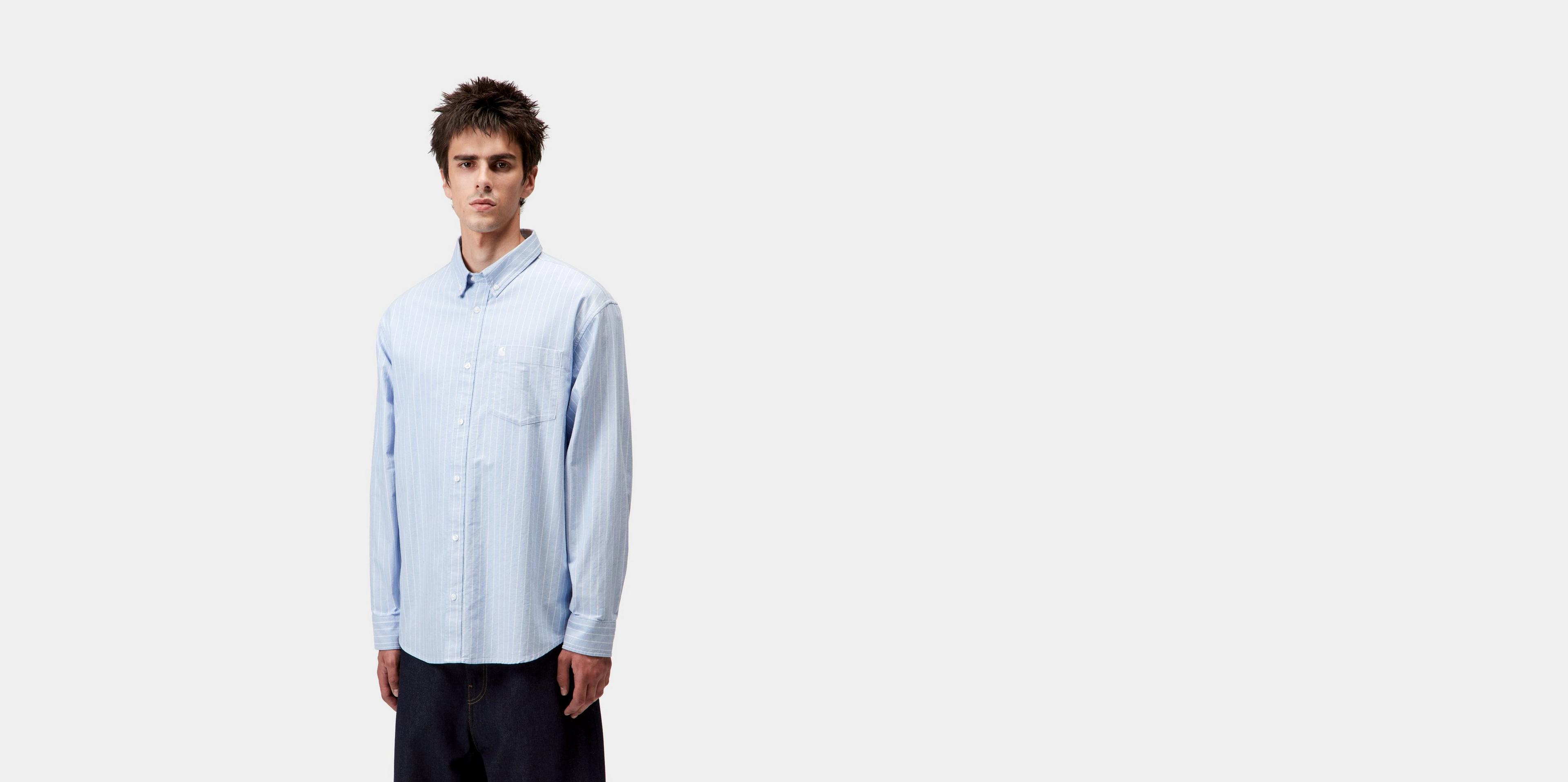 Carhartt WIP L/S Cassel Shirt, Cassel Stripe, Bleach / White