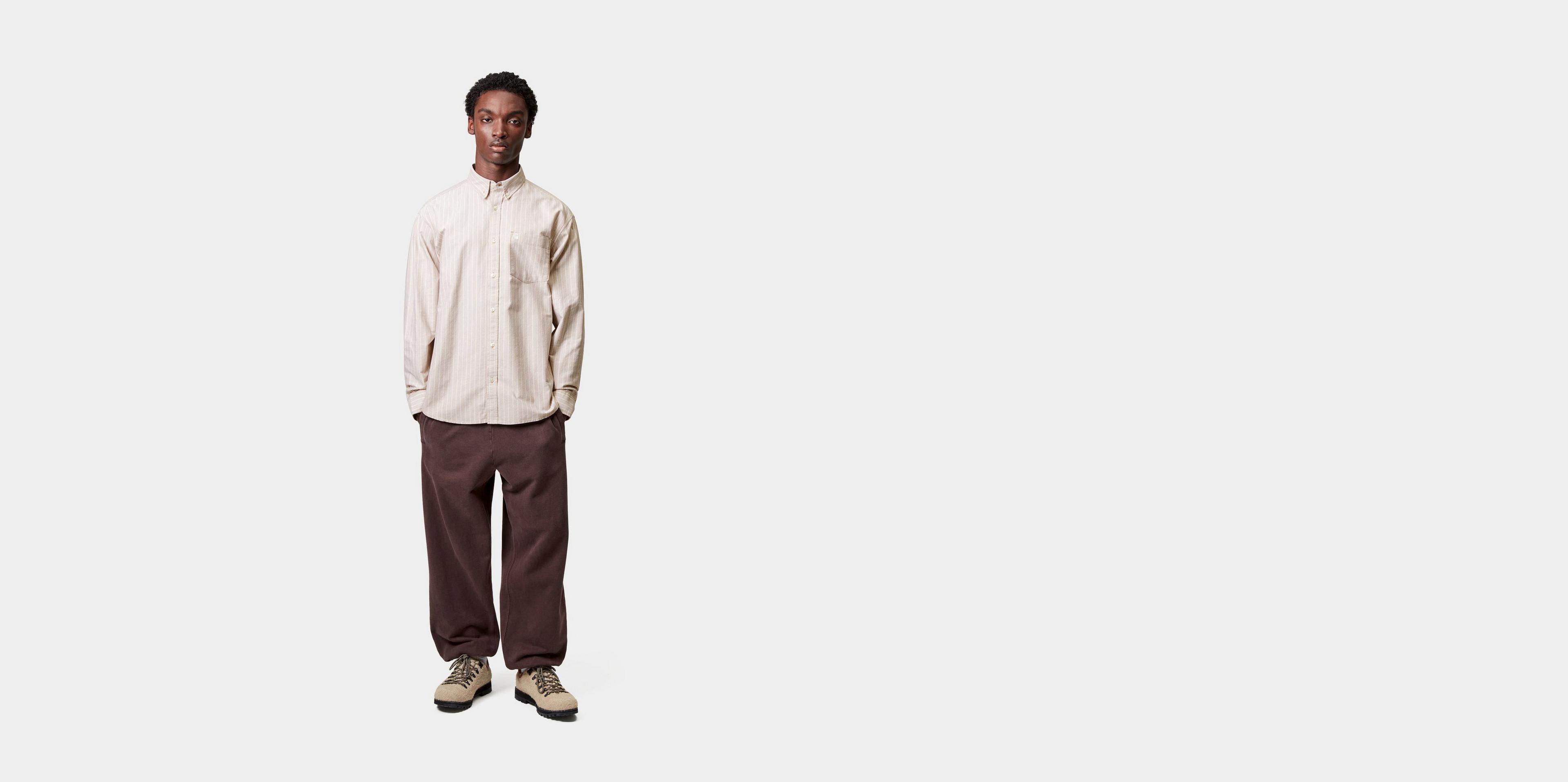 Carhartt WIP L/S Cassel Shirt, Cassel Stripe, Peanut / White 
