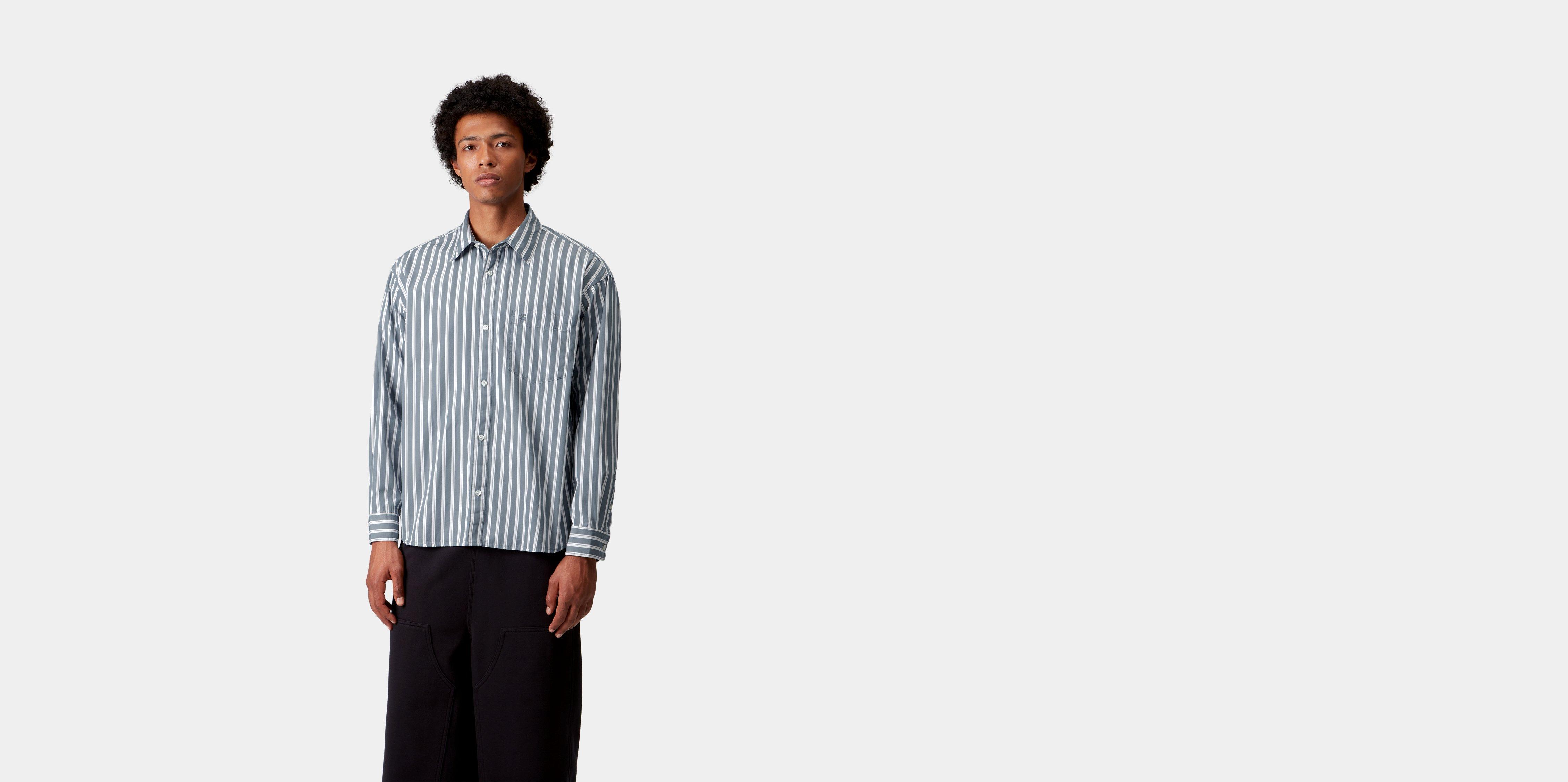 Carhartt WIP L/S Malden Shirt Malden Stripe, Angelite | blue|multicolor | L | Men