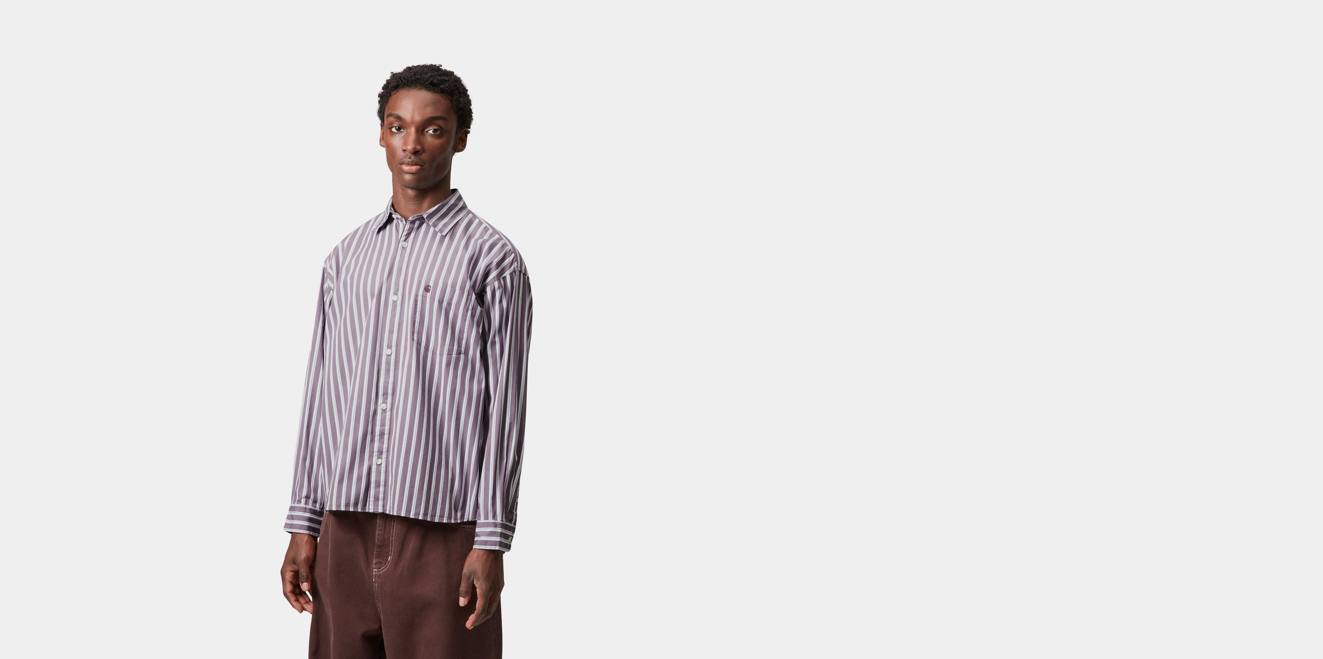 Carhartt WIP L/S Malden Shirt Malden Stripe, Phlox | red|multicolor | XL | Men