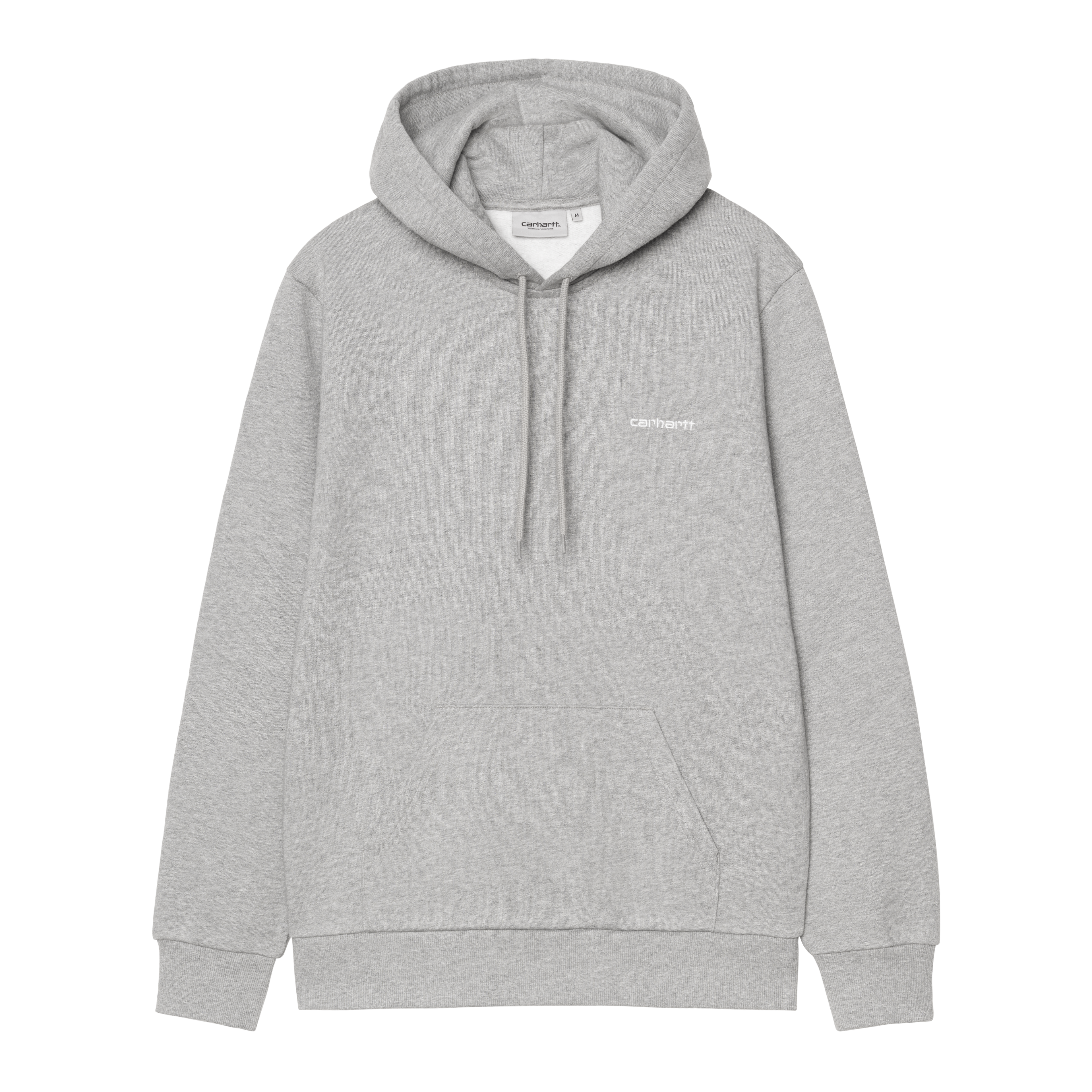 Carhartt WIP Hooded Script Embroidery Sweatshirt, Grey Heather / White ...