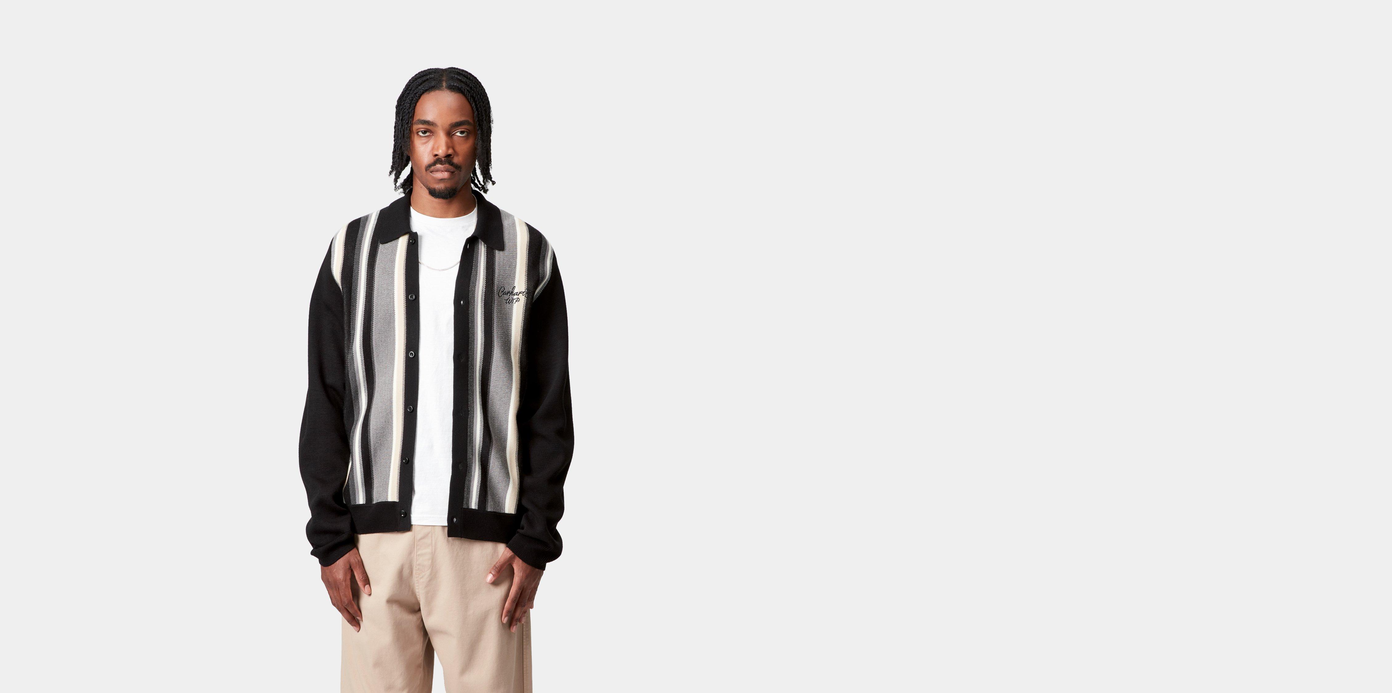 Carhartt WIP Bainter Cardigan Bainter Stripe, Graphite | grey|multicolor | S | Men