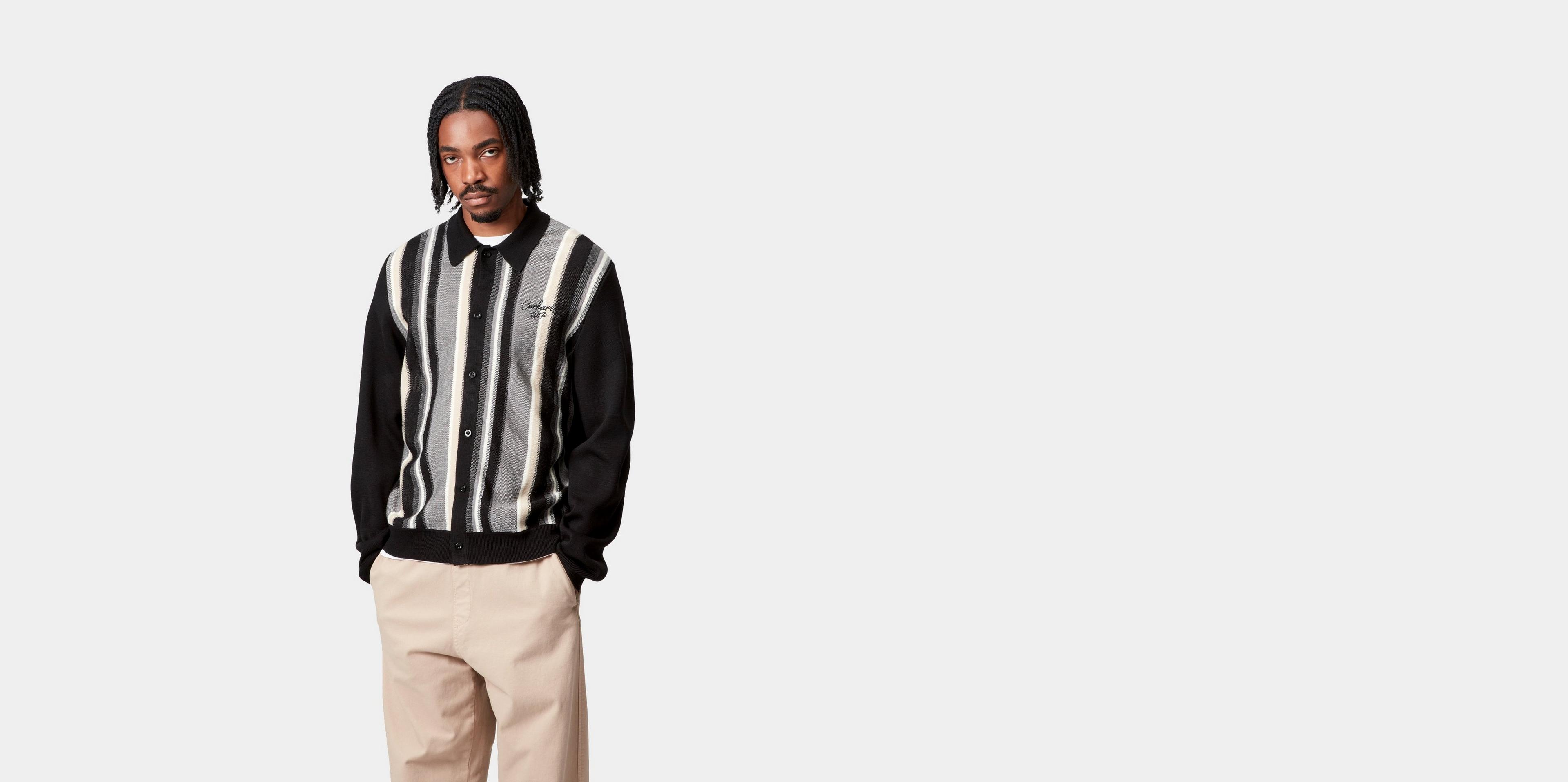 Carhartt WIP Bainter Cardigan, Bainter Stripe, Graphite | Official
