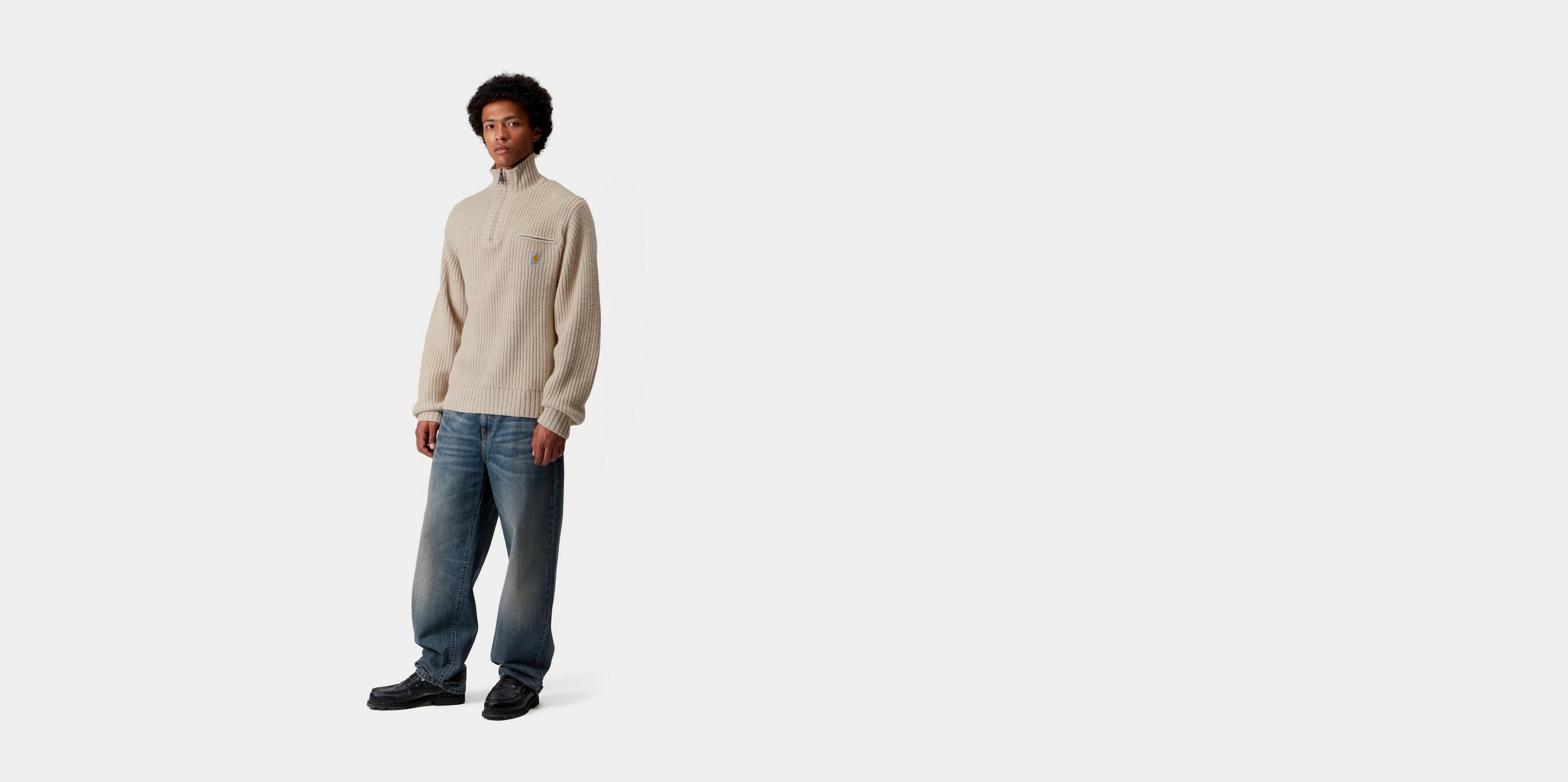 Carhartt WIP Detroit Half Zip Sweater, Fleur De Sel | Official