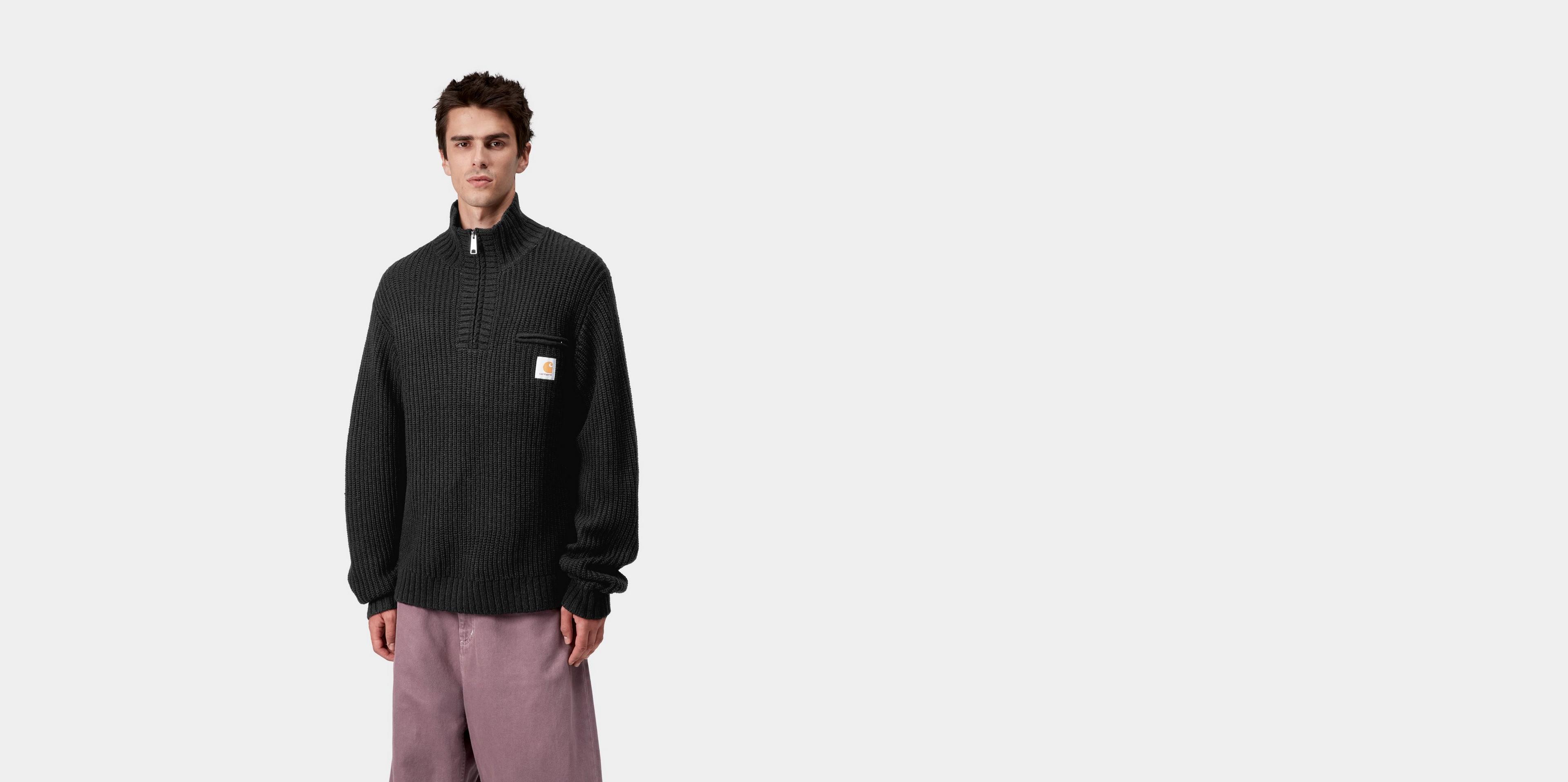 Carhartt WIP Detroit Half Zip Sweater, Black | Official Online Store