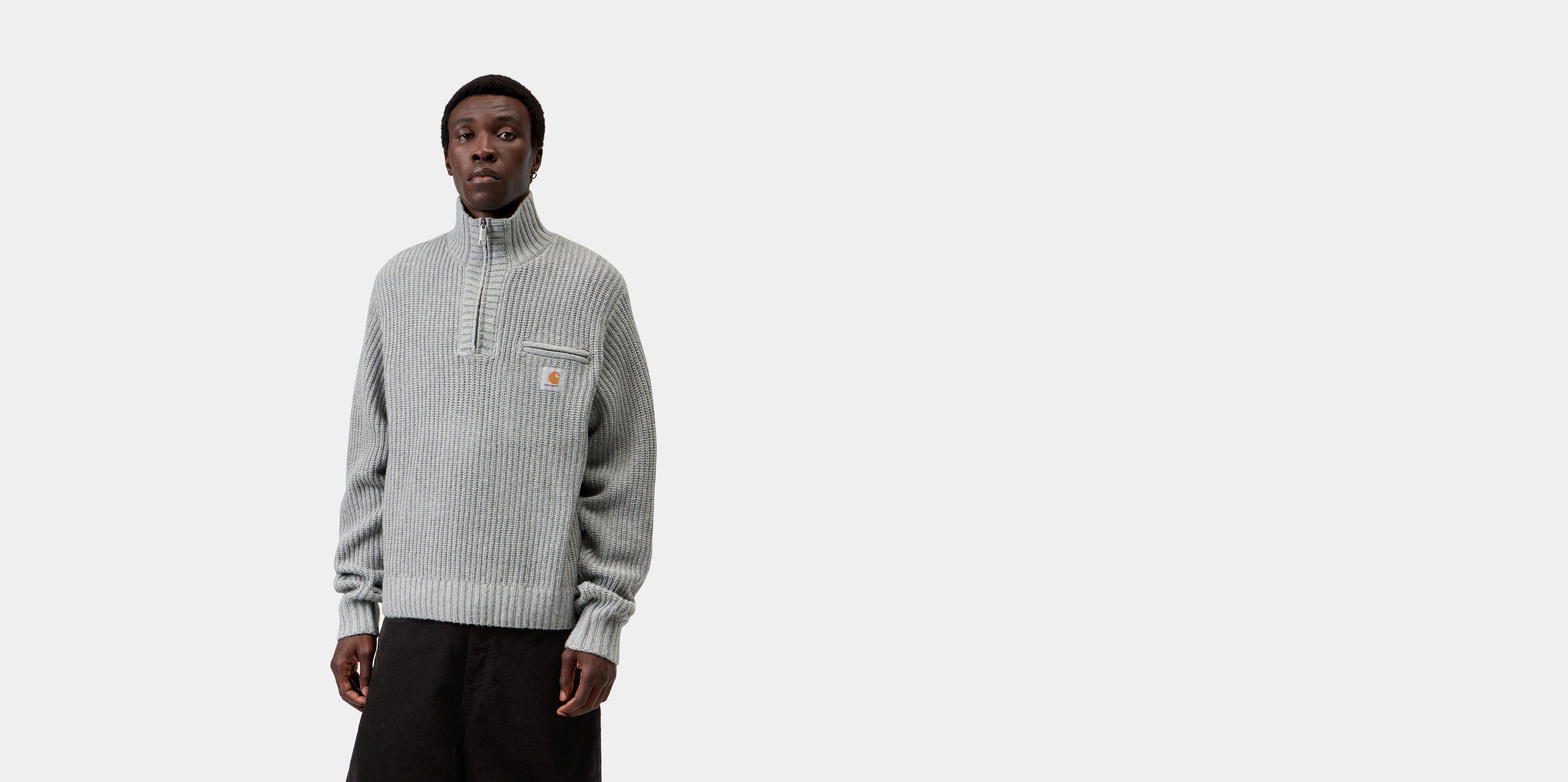 Carhartt WIP Detroit Half Zip Sweater Grey Heather | L | Men